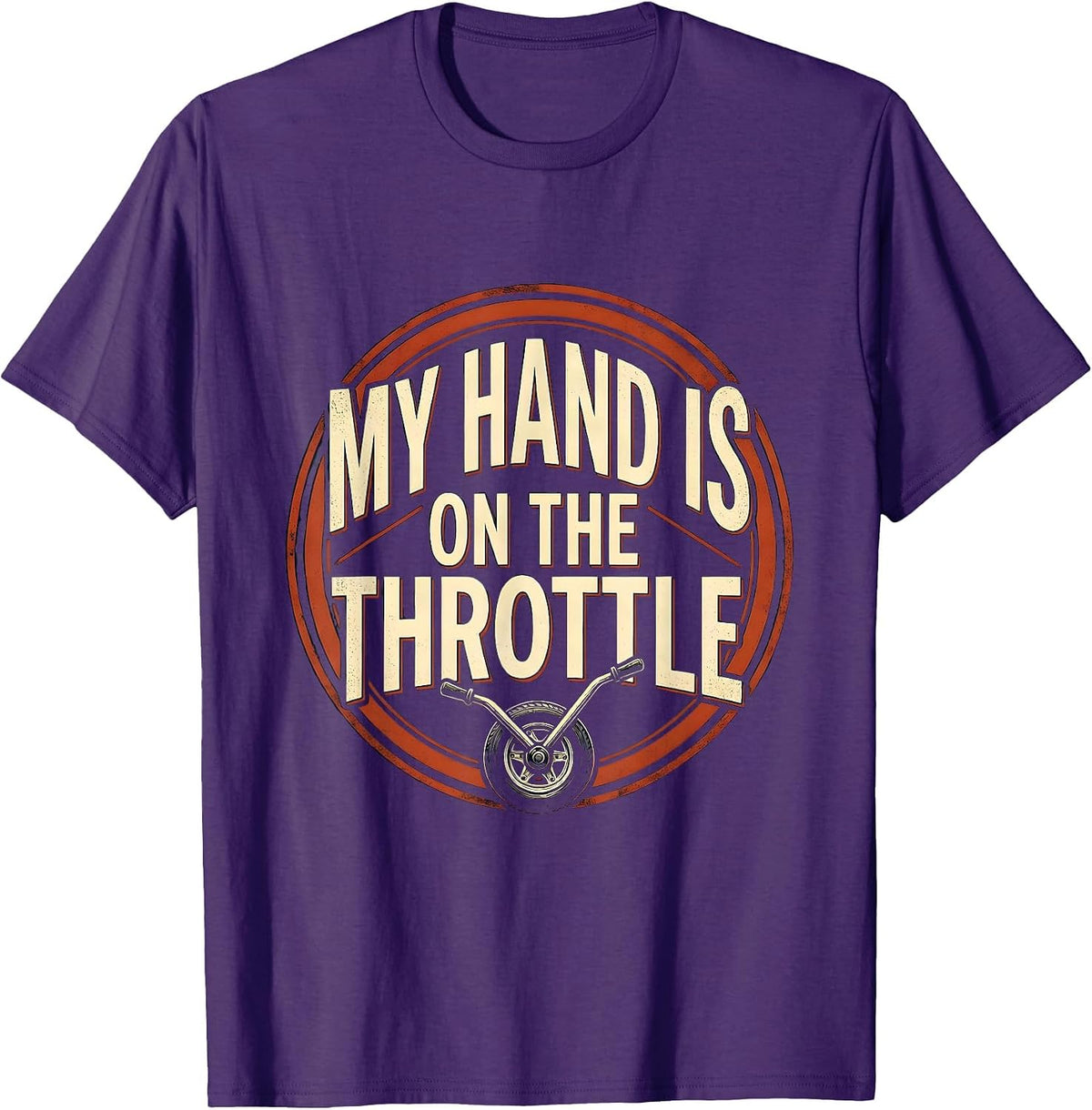 My Hand Is On The Throttle Retro Train Engineer Steam T-Shirt - Purple