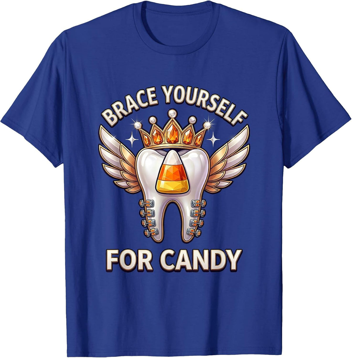 Men's Brace Yourself For Candy Halloween Dental Design T-Shirt - Royal Blue