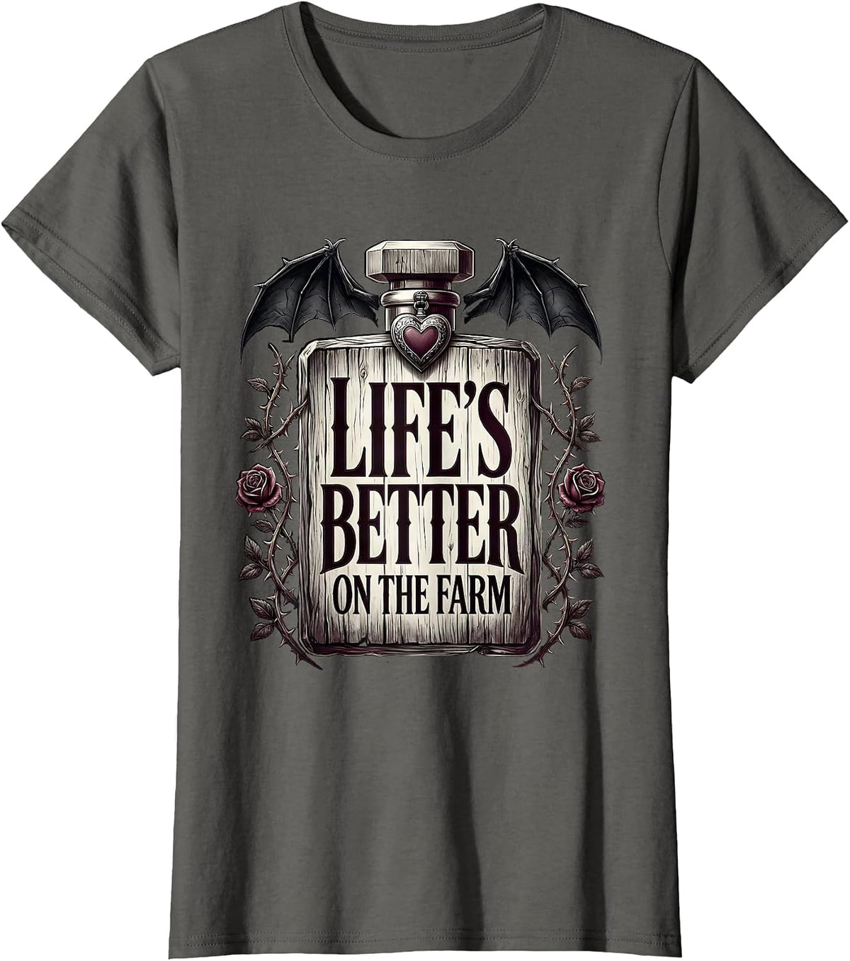 Women's Life's Better On The Farm Country Living Design T-Shirt - Asphalt Grey