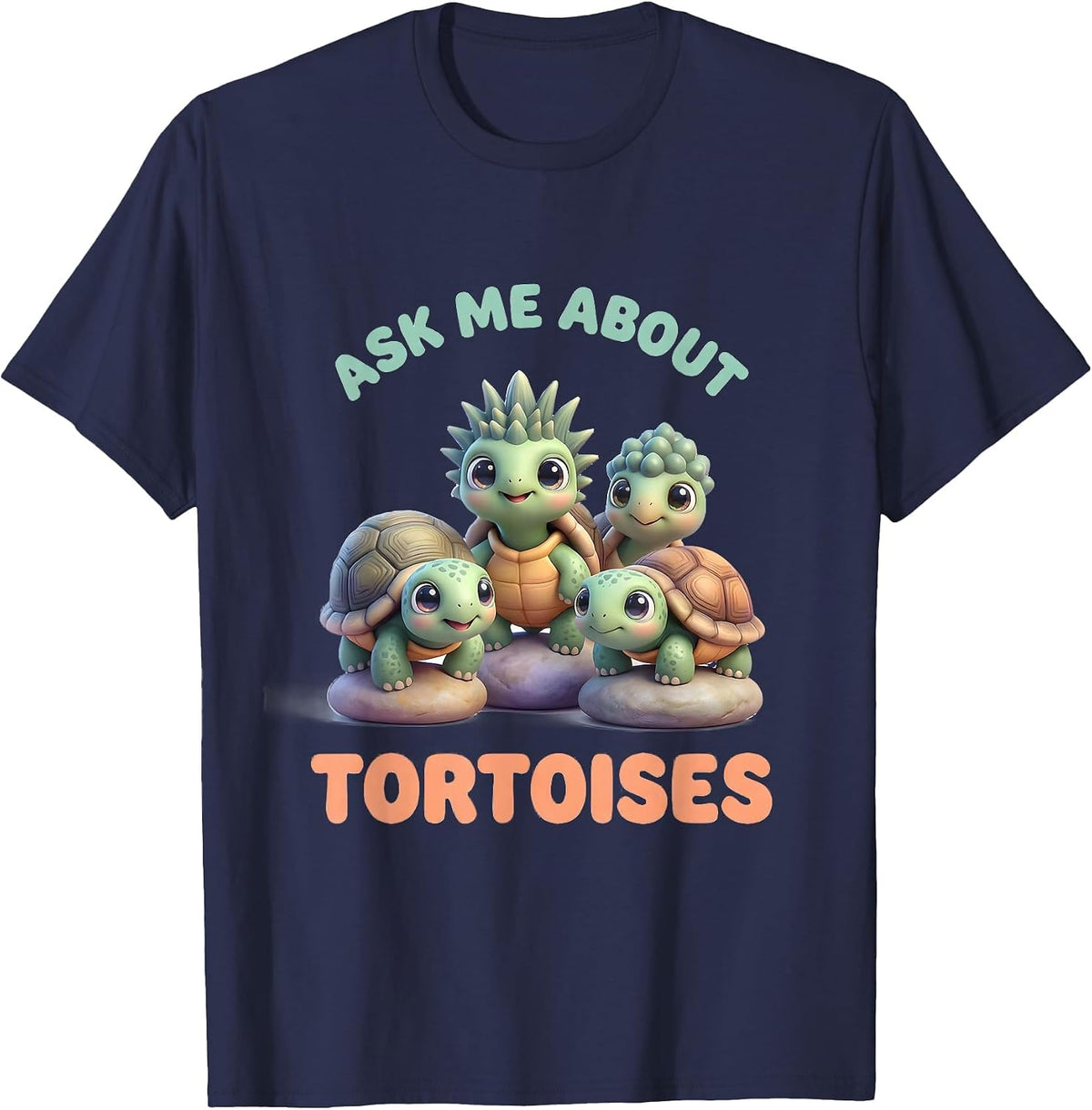 Men's Ask Me About Tortoises Cute Kawaii Reptile Lover Gift T-Shirt - Navy Blue