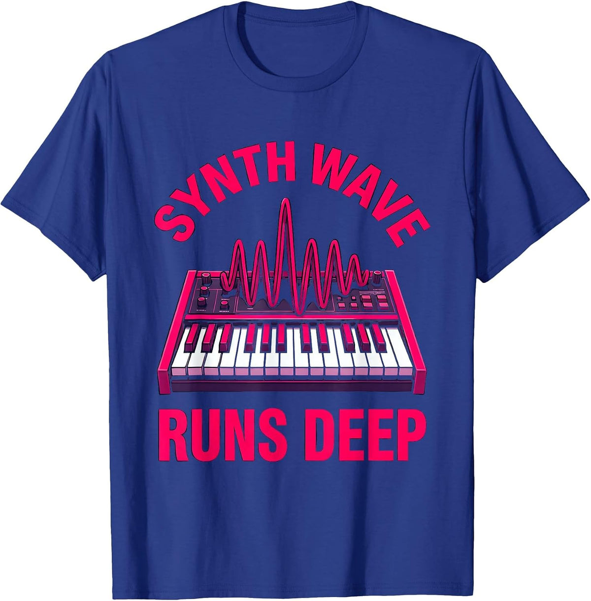 Synth Wave Runs Deep 80s Retro Design T-Shirt - Royal Blue