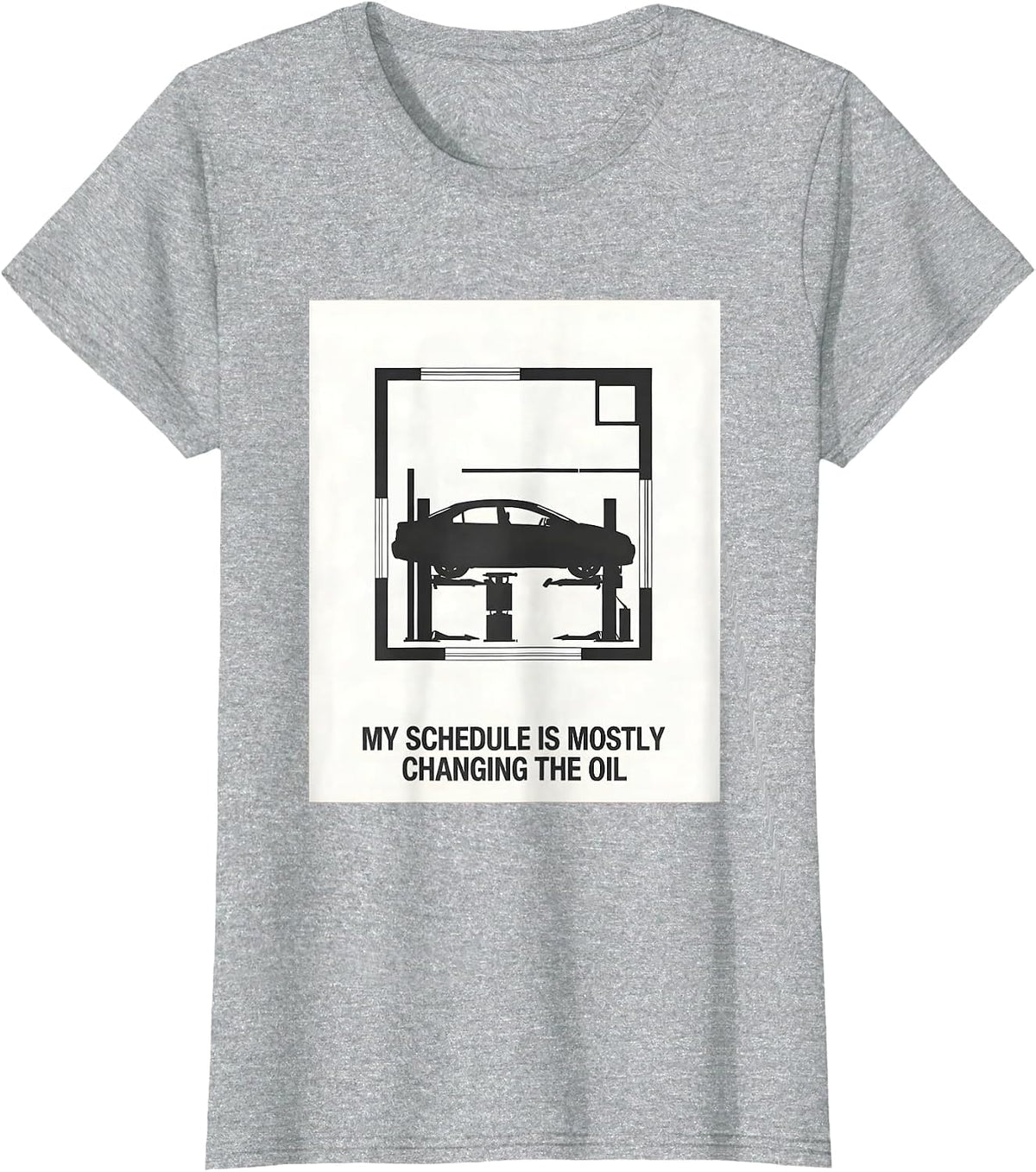 Women's My Schedule Is Mostly Changing The Oil Funny Car Enthusiast T-Shirt - Heather Grey