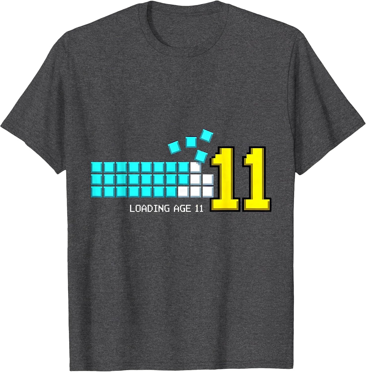 LOADING AGE 11 Pixel Art Gamer Birthday Level-Up T-Shirt - Dark Heather Grey