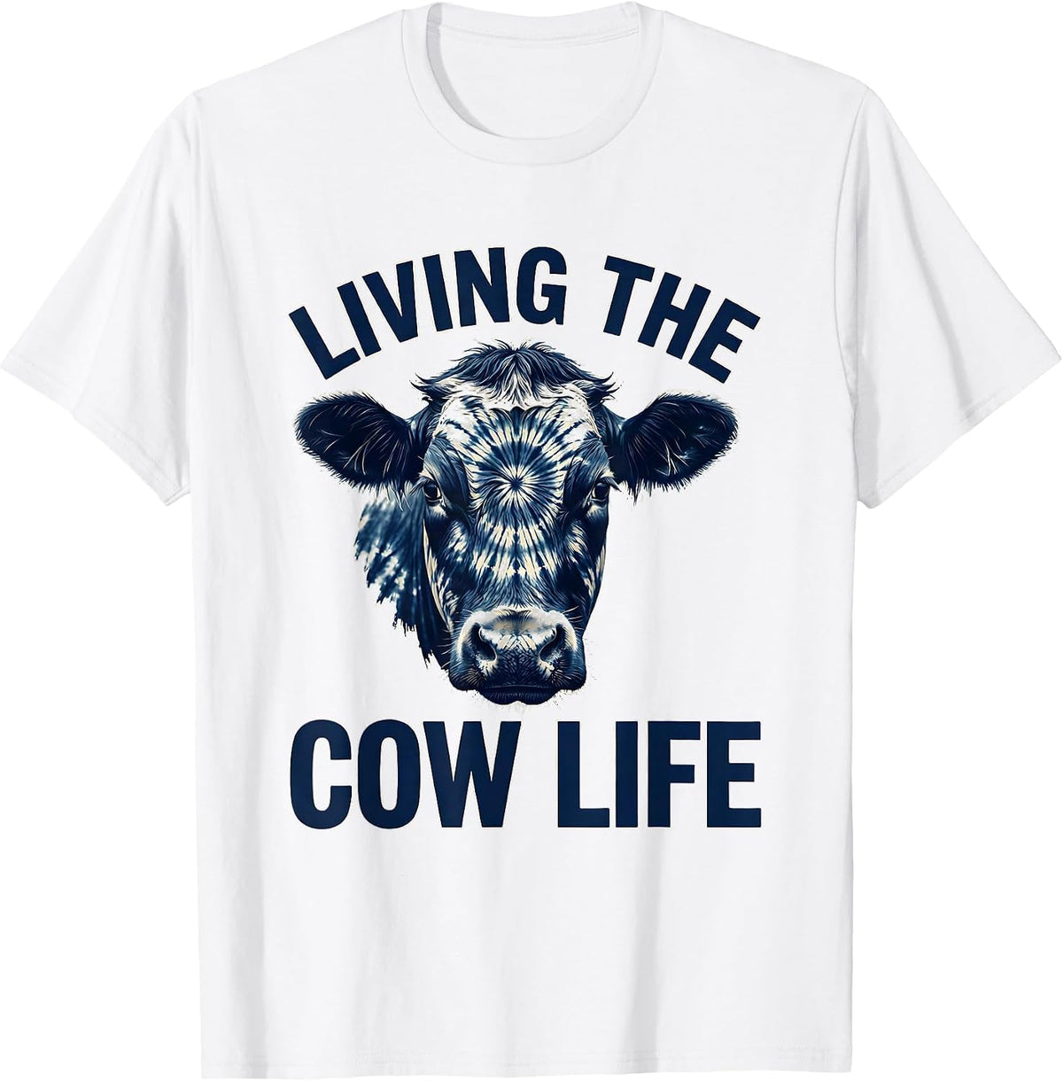 Men's Living the Cow Life Funny Farm Animal Design T-Shirt - White