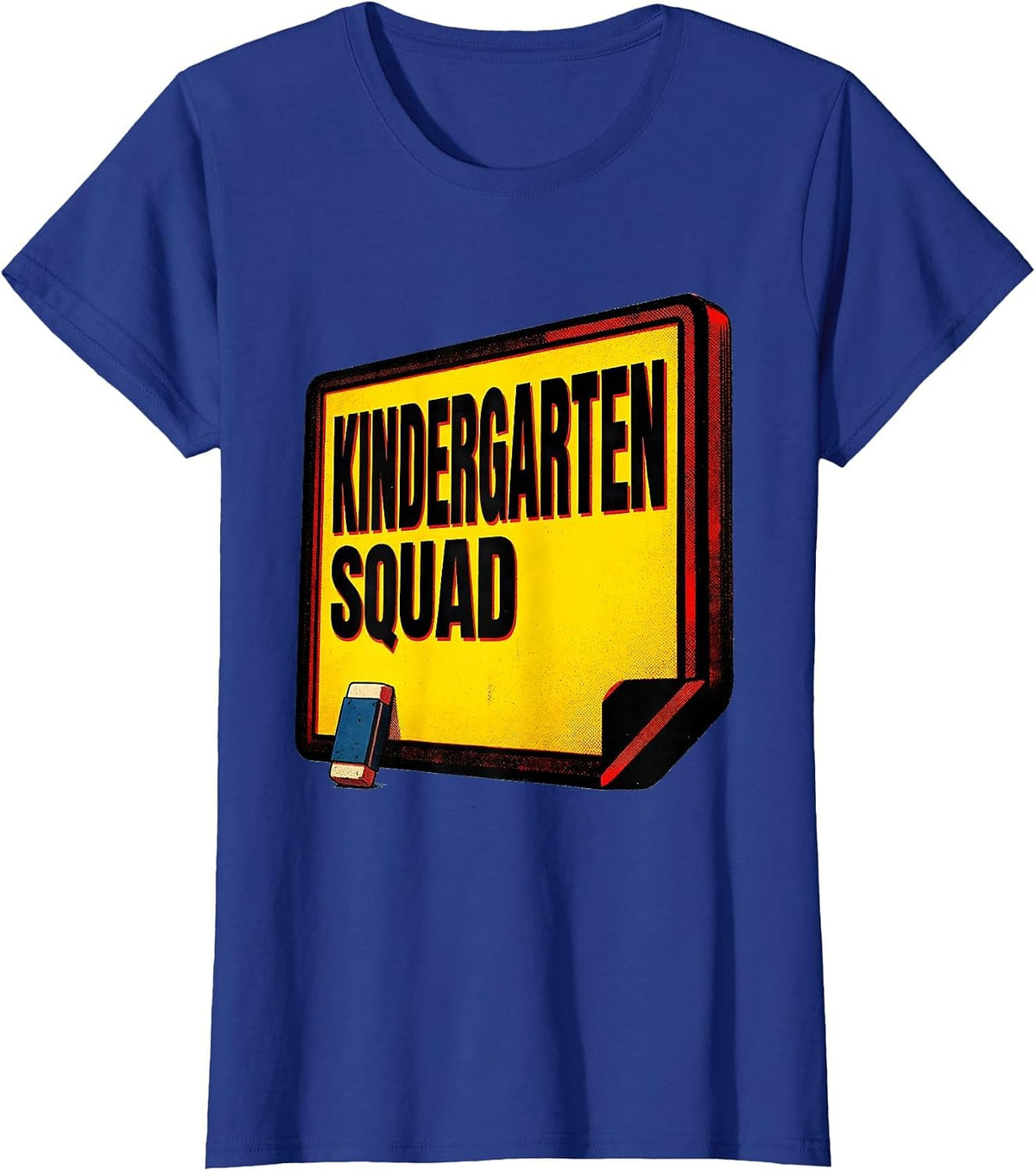 Women's Kindergarten Squad Pop Art Teacher Crew First Day of School T-Shirt - Royal Blue