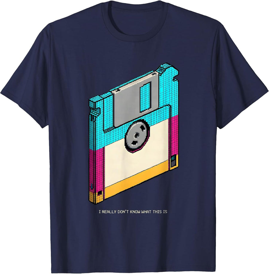 I Really Don't Know What This Is Pixel Art Retro 80s 90s T-Shirt - Navy Blue