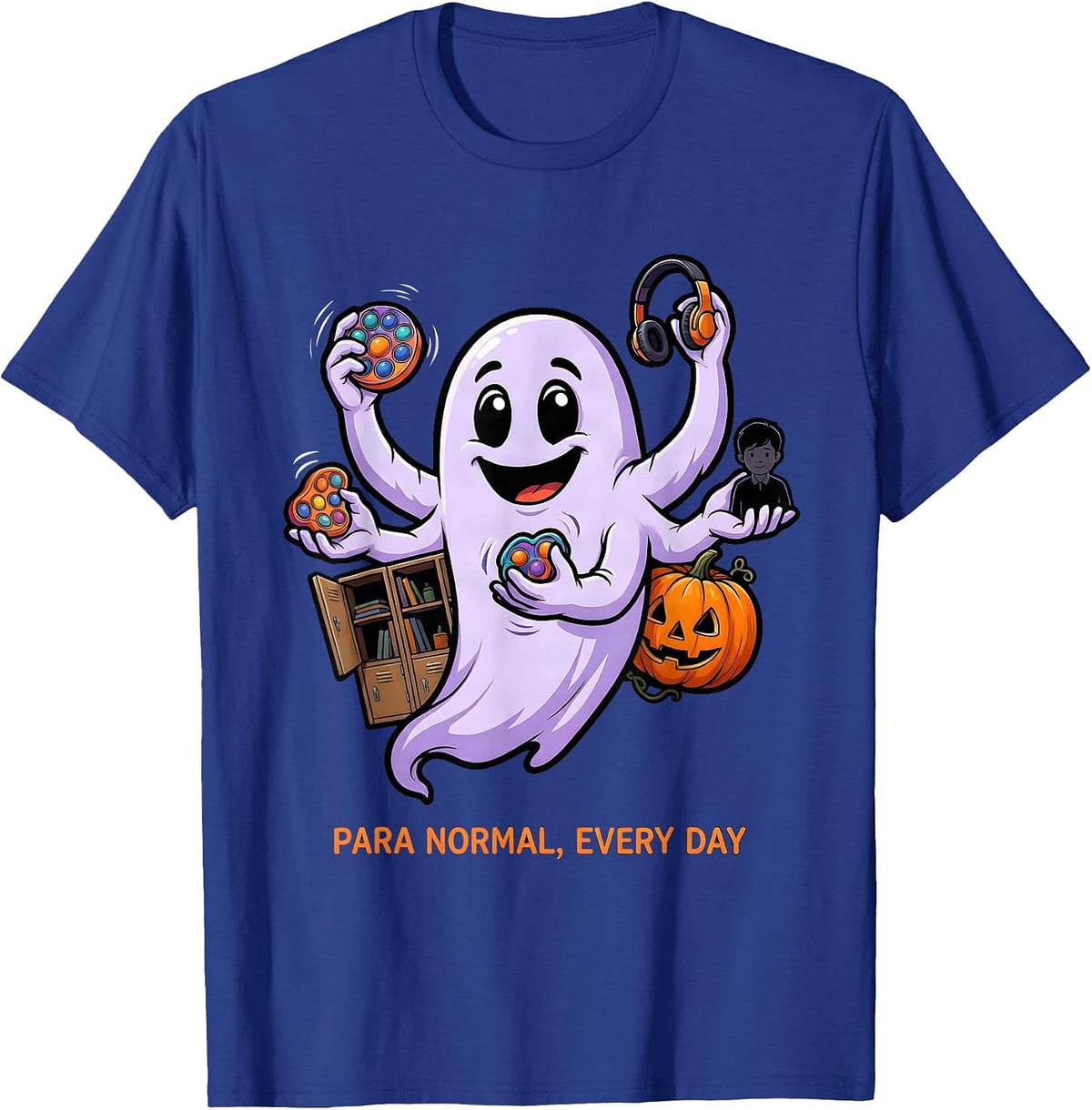 Men's Para Normal Every Day Cartoon Ghost Paraprofessional T-Shirt - Royal Blue