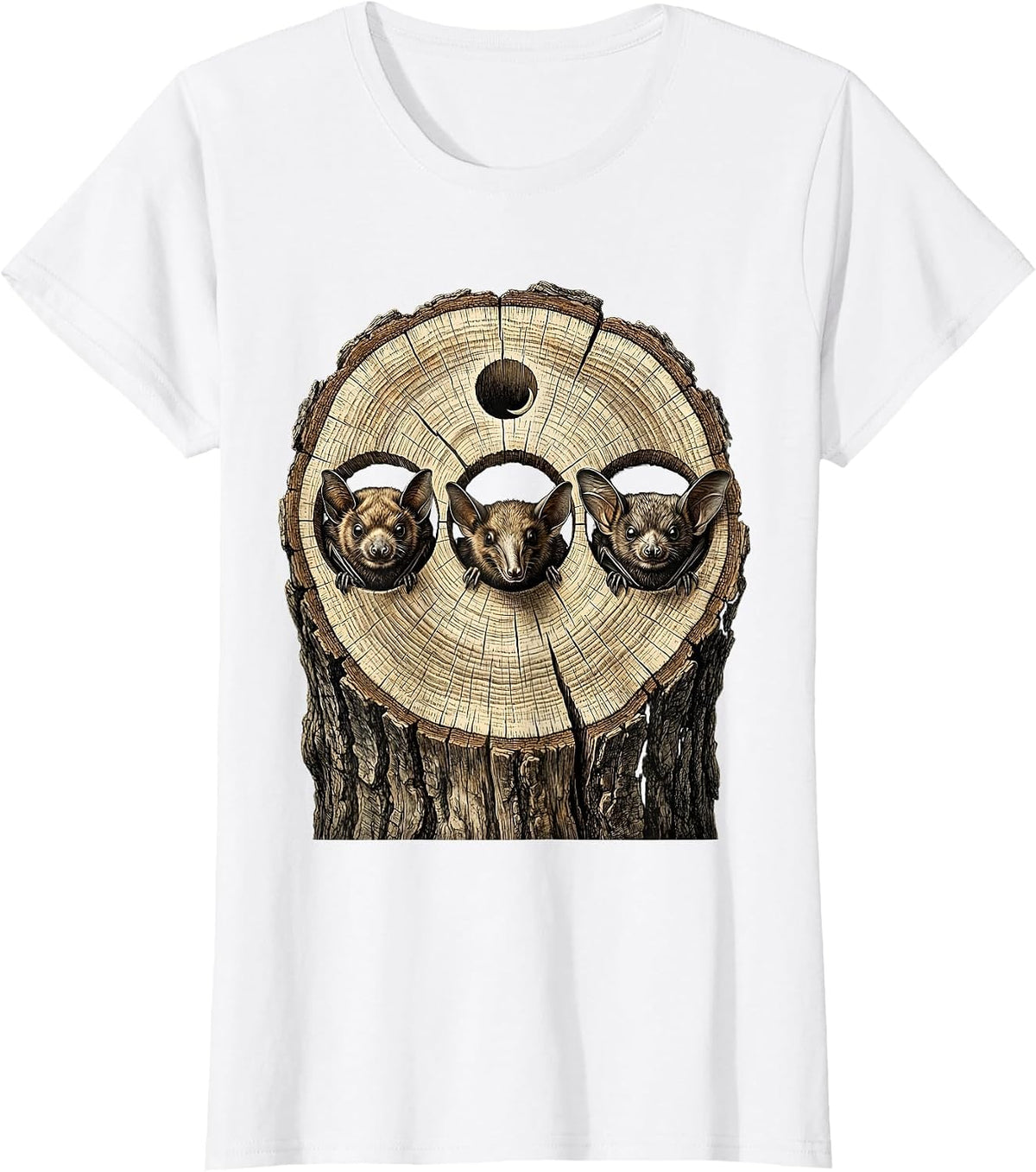 Three Bats Vintage Nature Conservation Halloween T-Shirt - White