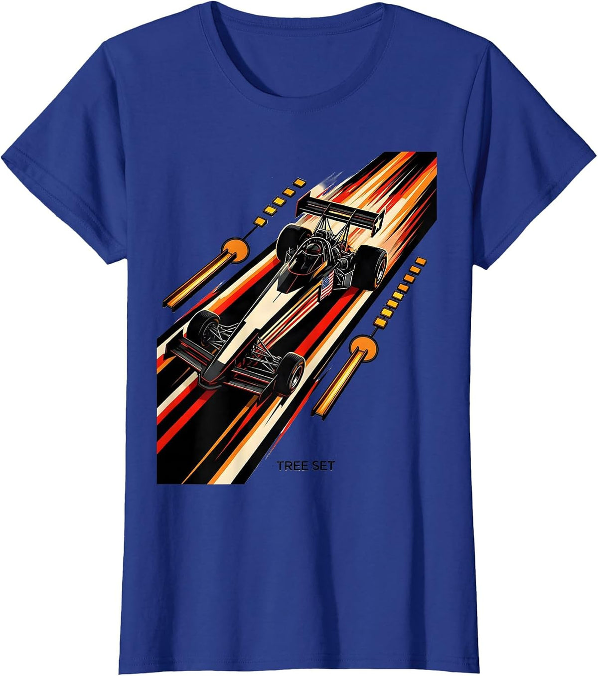 Women's Tree Set Futurist RC Dragster Racing American Flag Hobbyist T-Shirt - Royal Blue