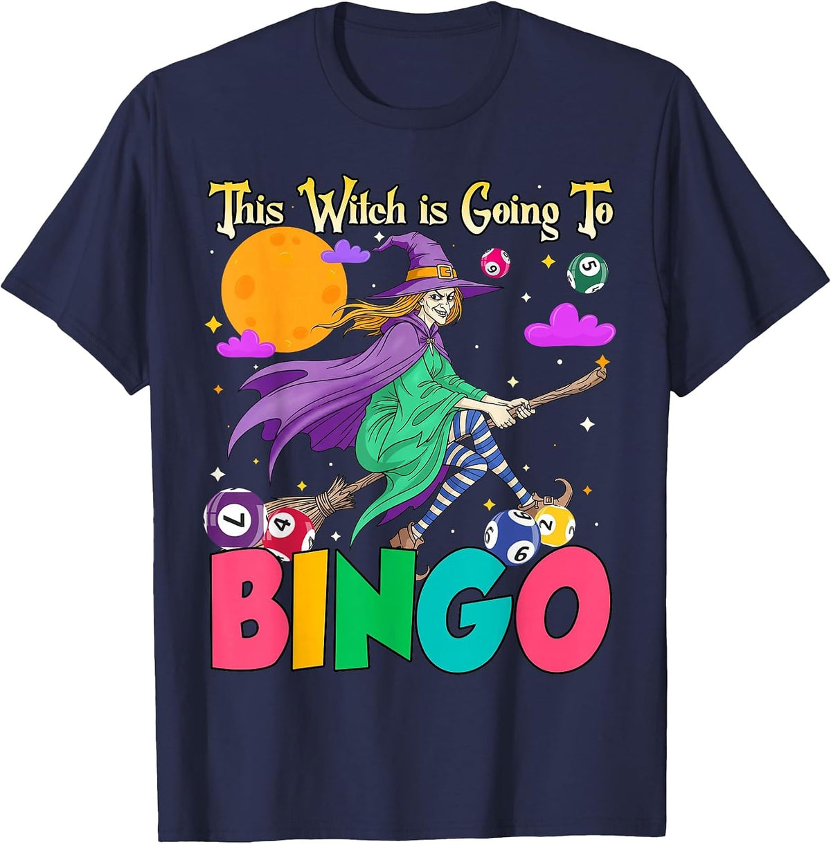 Halloween This Witch is Going to Bingo T-Shirt - Navy Blue