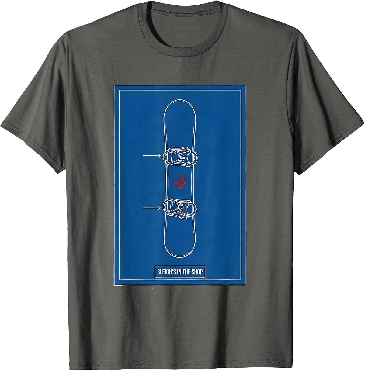 Sleigh's In The Shop Technical Blueprint Snowboarder T-Shirt - Asphalt Grey
