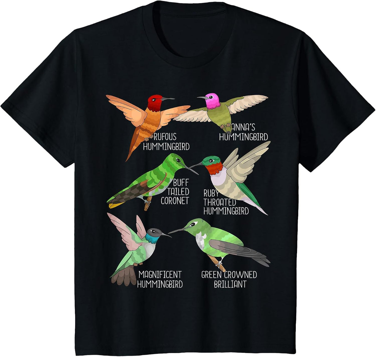 Hummingbird Species Bird Watching Lover Hummingbirds T-Shirt - Black