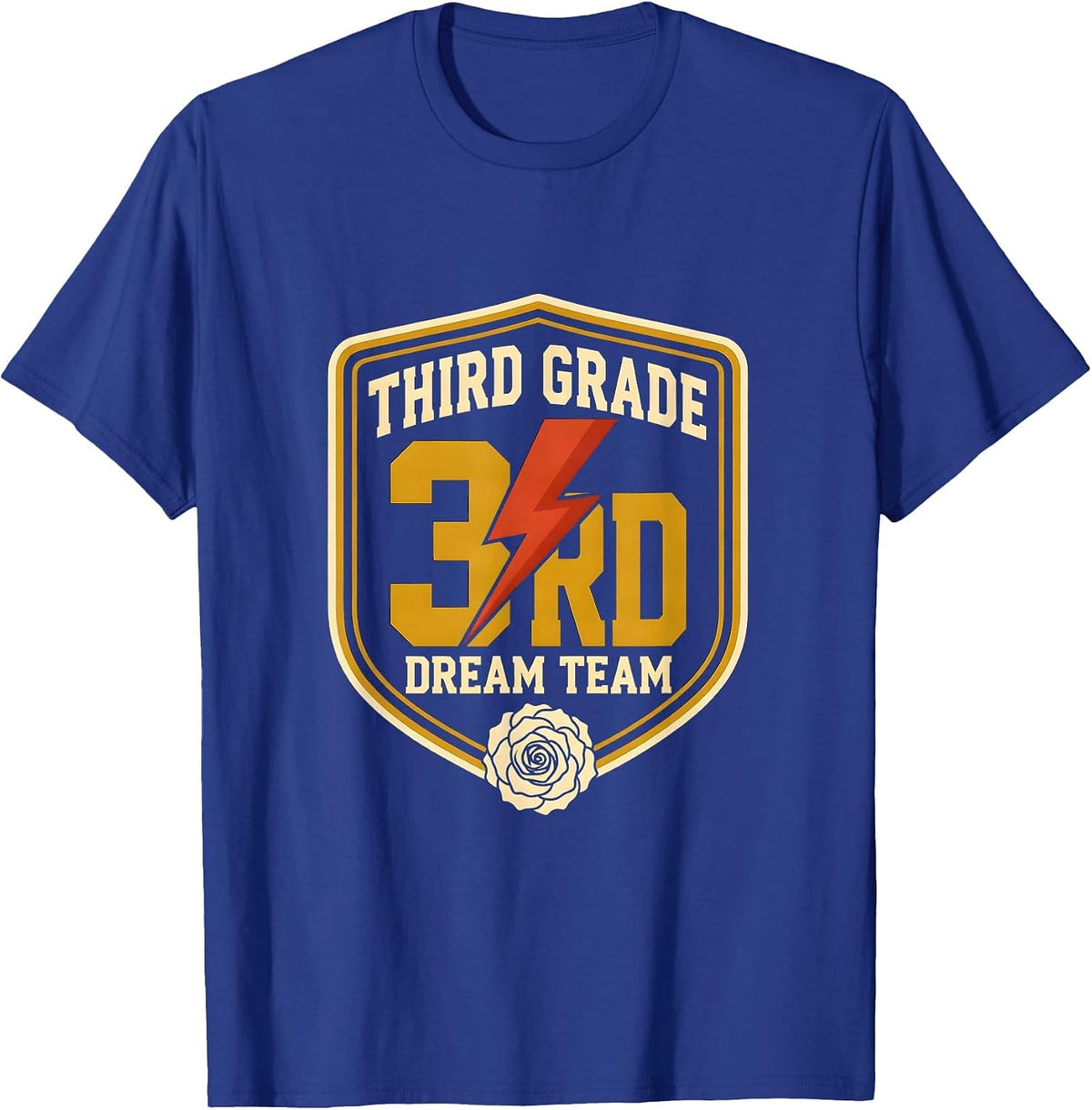 Third Grade Dream Team Retro Teacher Lightning Bolt T-Shirt - Royal Blue