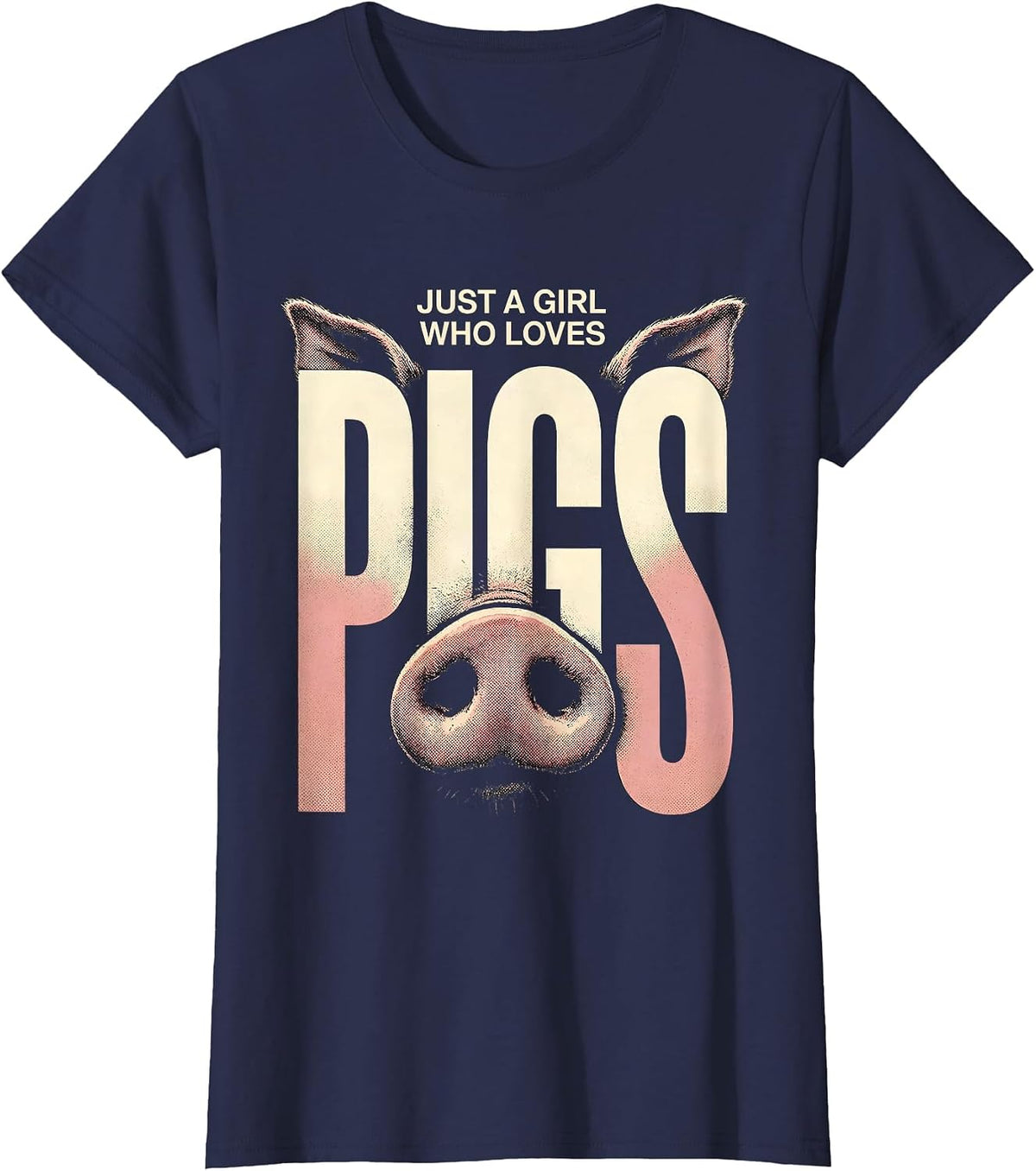 Women's Just A Girl Who Loves Pigs Funny Pig Lover Animal Humor T-Shirt - Navy Blue