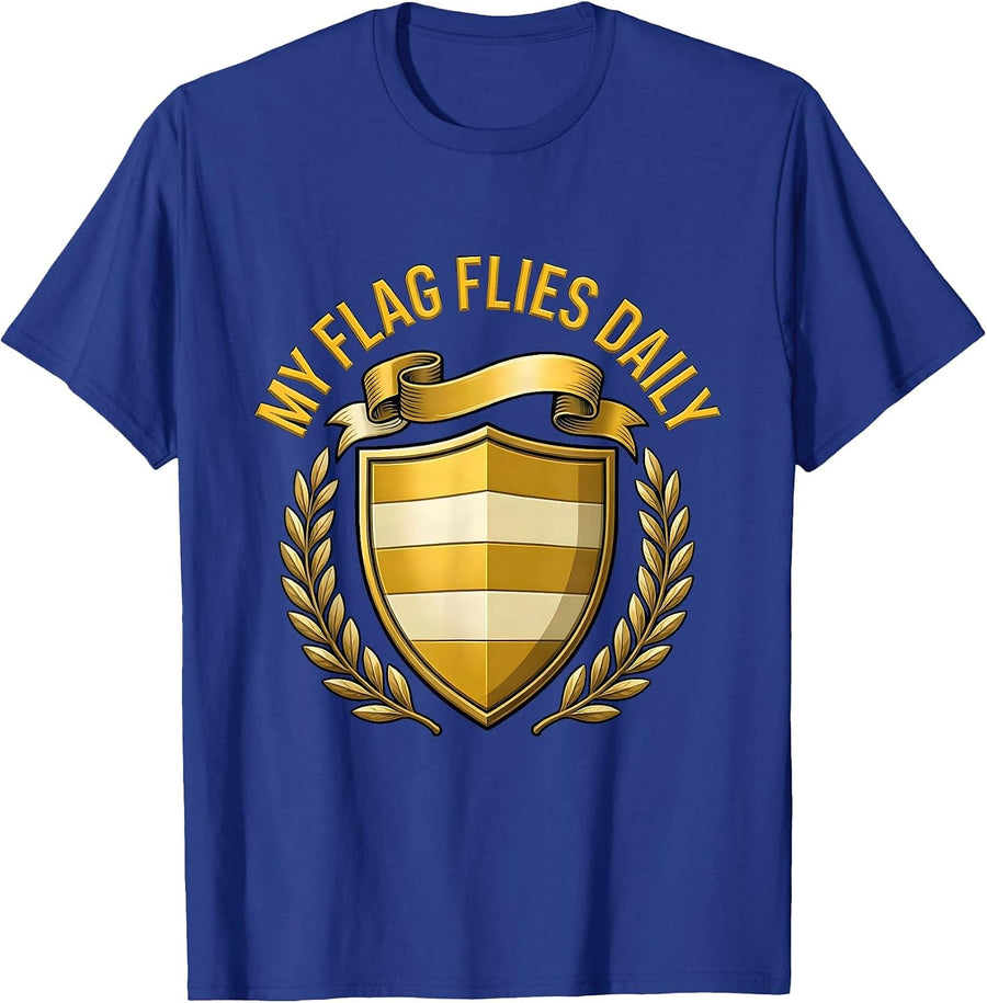 My Flag Flies Daily Pride Flag Design T-Shirt - Royal Blue