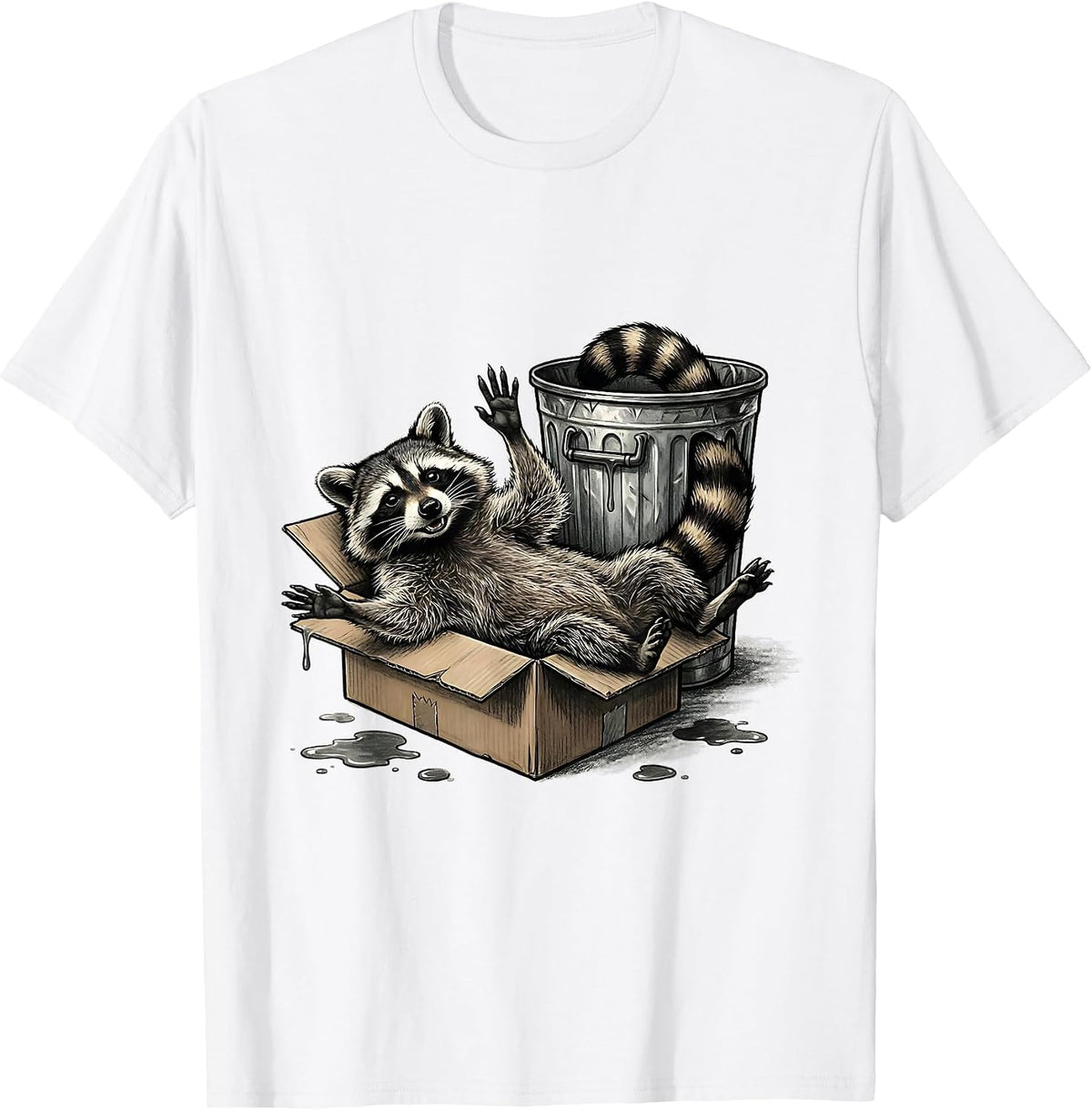 Men's Drunk Raccoon Trashed Panda Funny Animal Humor T-Shirt - White