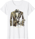 Women's Black Tie Big Plans Tuxedo Graphic Design T-Shirt - White