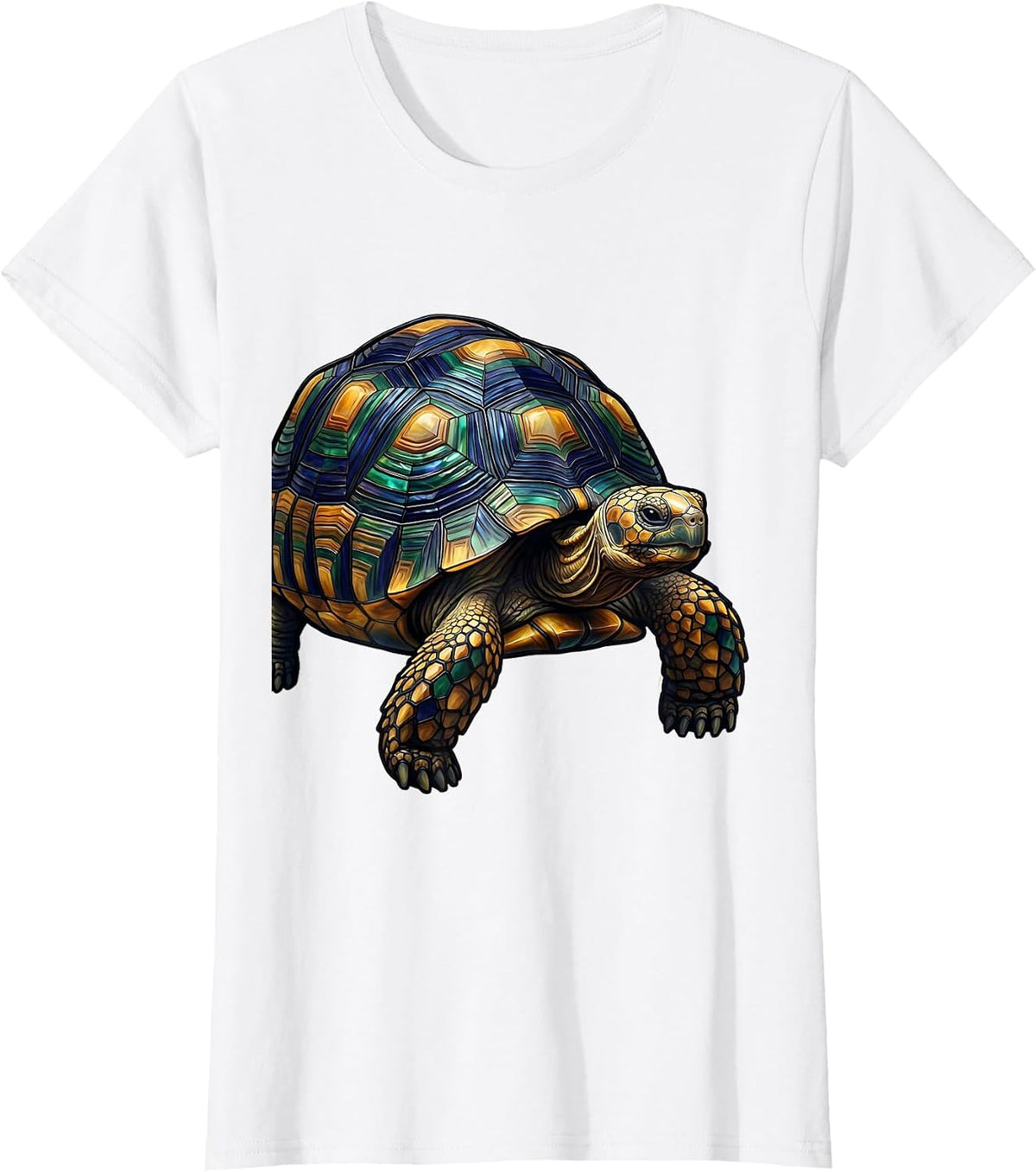 Red-Footed Tortoise Stained Glass Mosaic Reptile Lover T-Shirt - White
