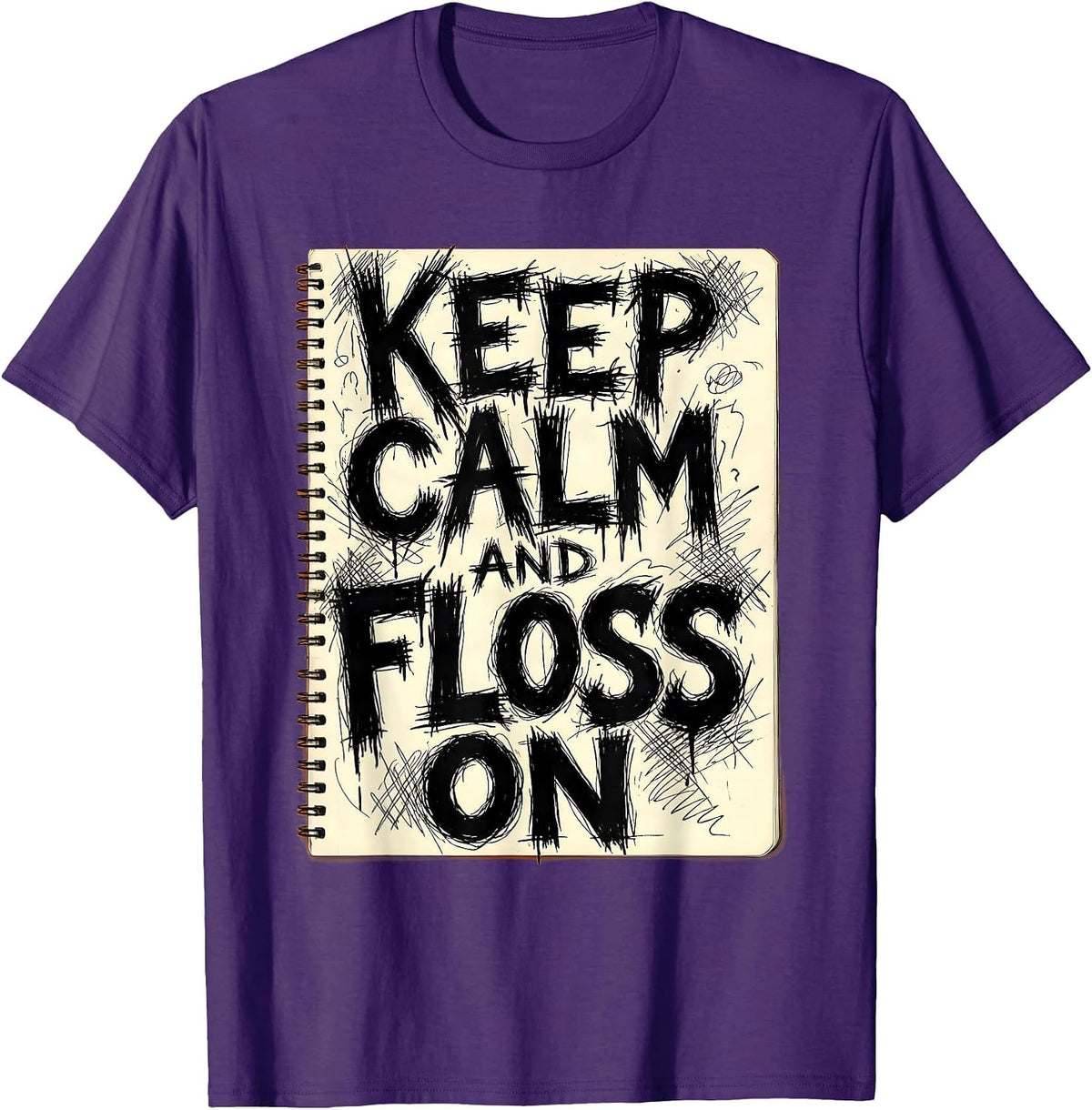 Men's Keep Calm and Floss On Halloween Dental Design T-Shirt - Purple