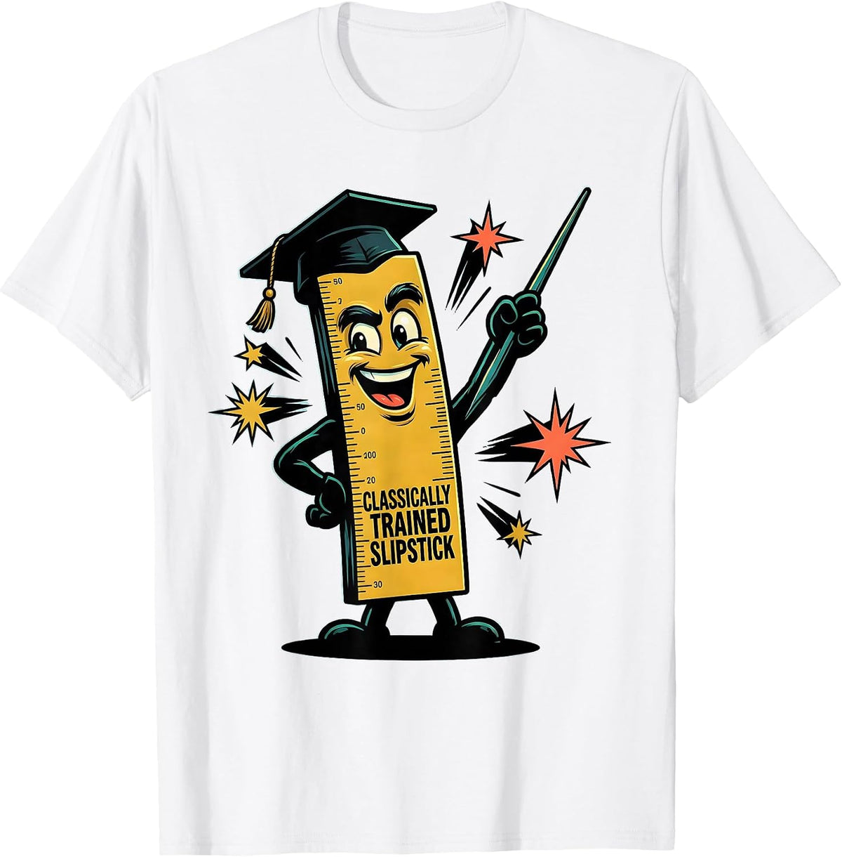 Men's Classically Trained Slipstick Cartoon Retro Math Engineer T-Shirt - White