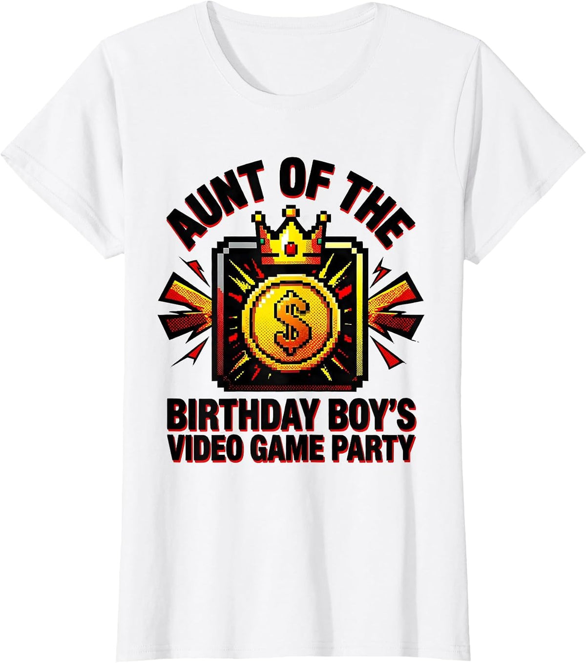Women's Aunt Of The Birthday Boy's Video Game Party Matching Family T-Shirt - White