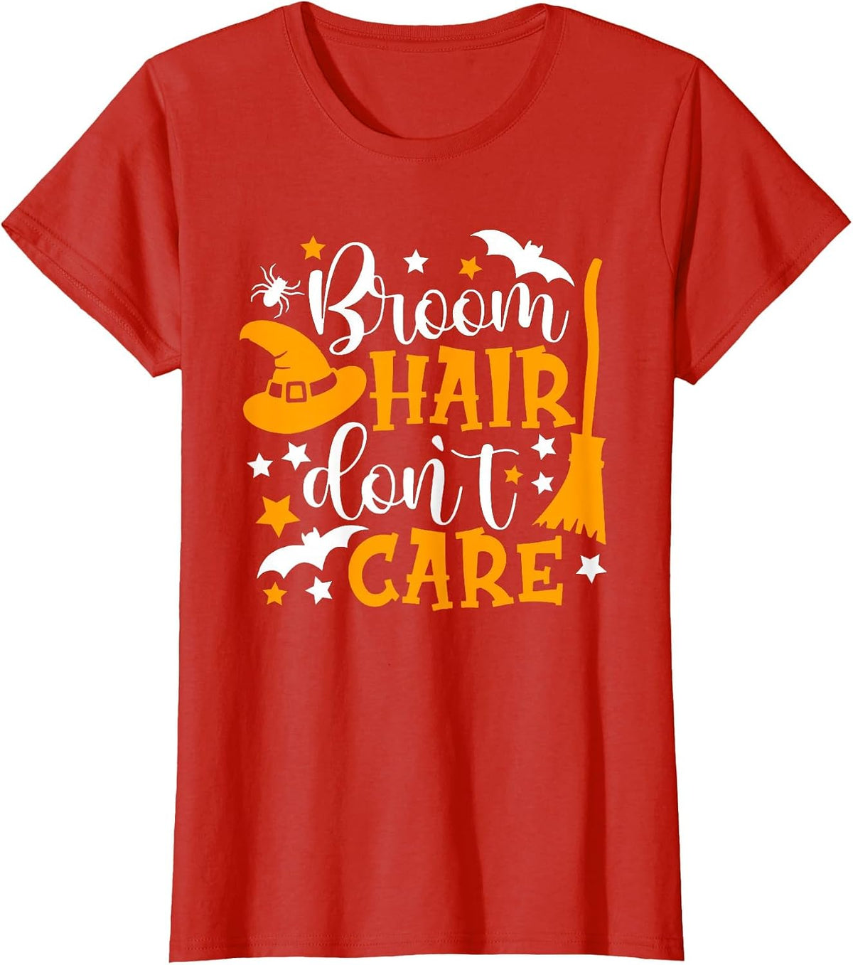 Broom Hair Don't Care Shirt Funny Halloween Witch Spooky T-Shirt - Red