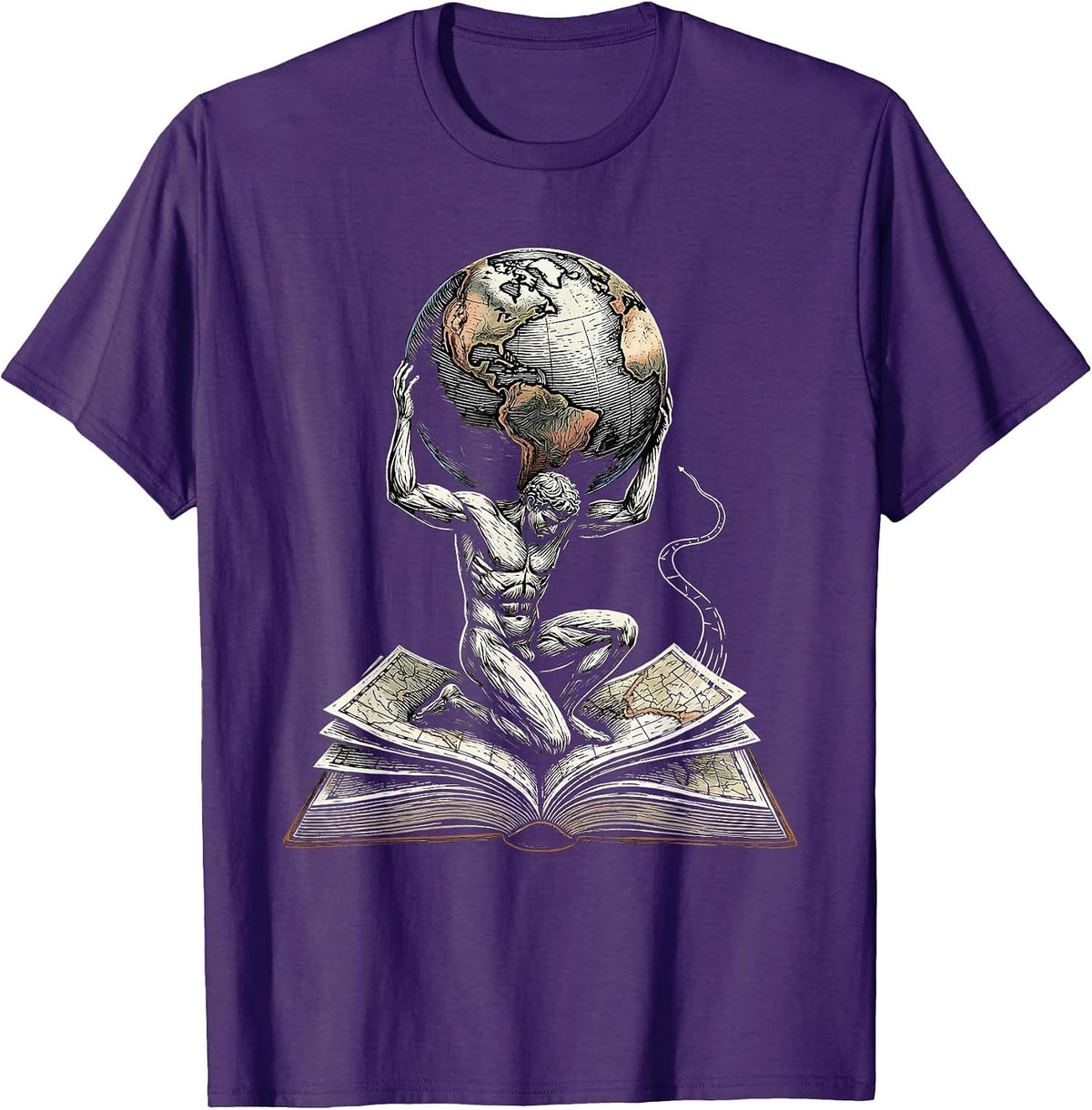 Atlas Bearing Map Book Greek Mythology Gods Humor T-Shirt - Purple