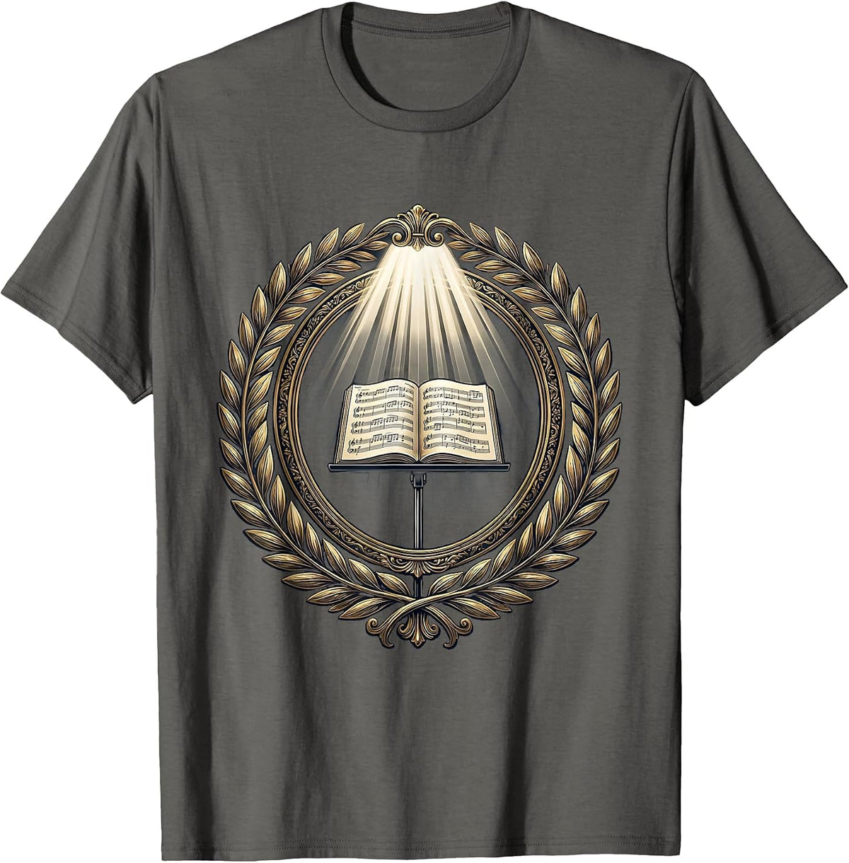 Music Stand Spotlight Music Teacher Graphic T-Shirt - Asphalt Grey