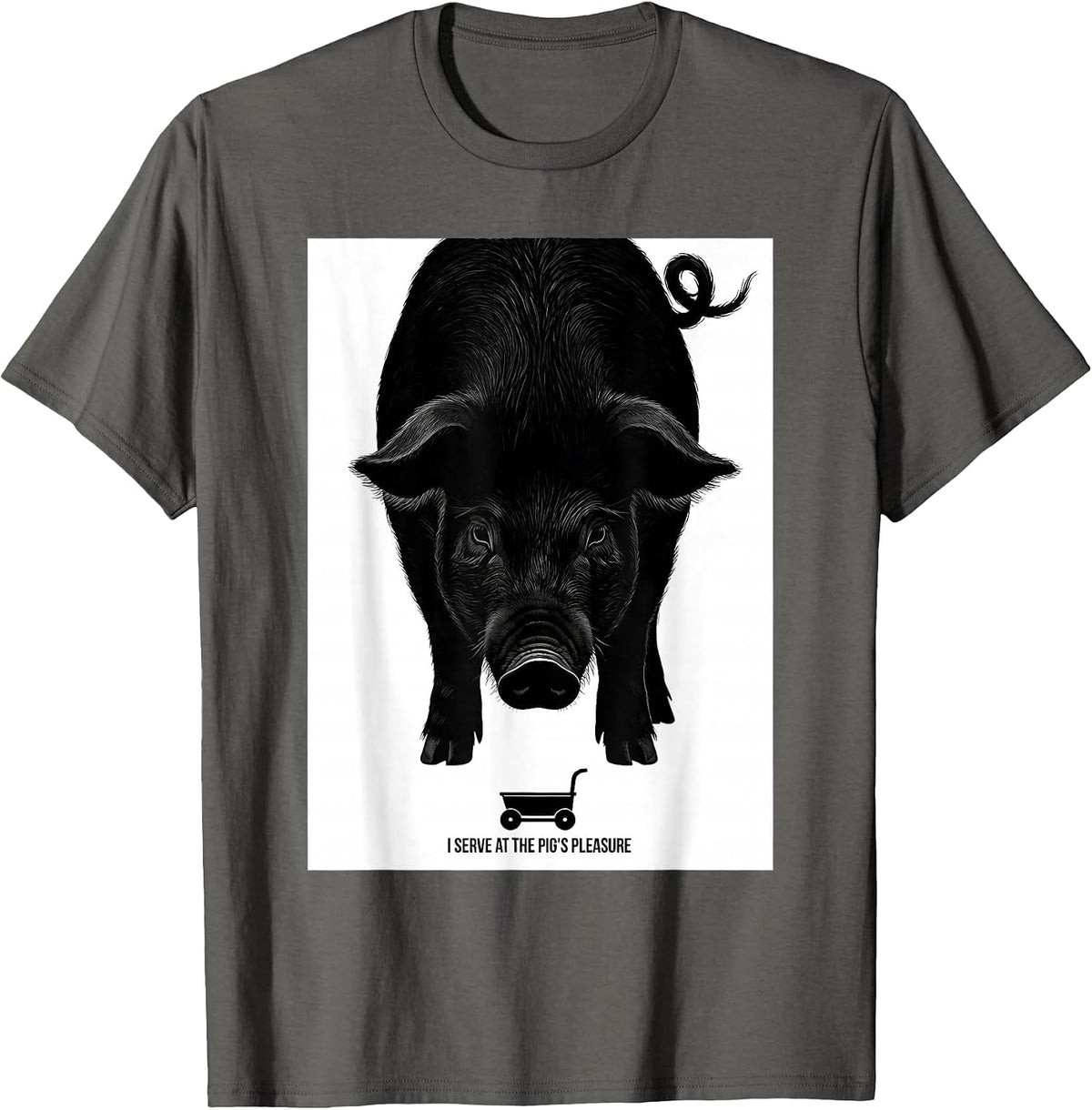 Men's I Serve At The Pig's Pleasure Funny Pig Lover Pet Pig Humor T-Shirt - Asphalt Grey