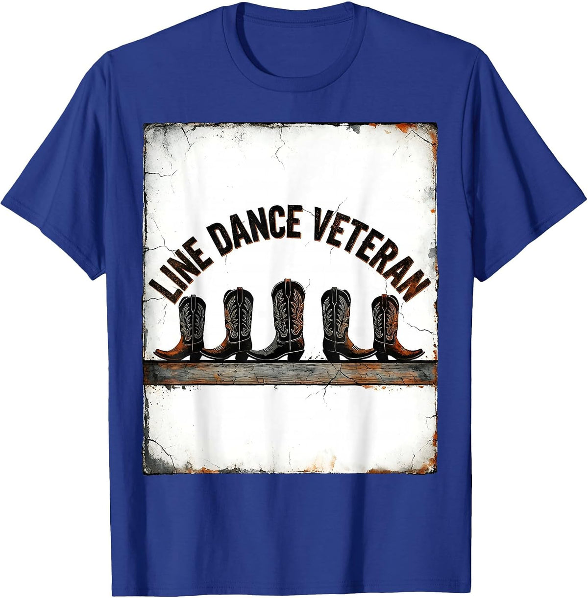 Men's Line Dance Veteran Distressed Humor Boot Lover Gift T-Shirt - Royal Blue