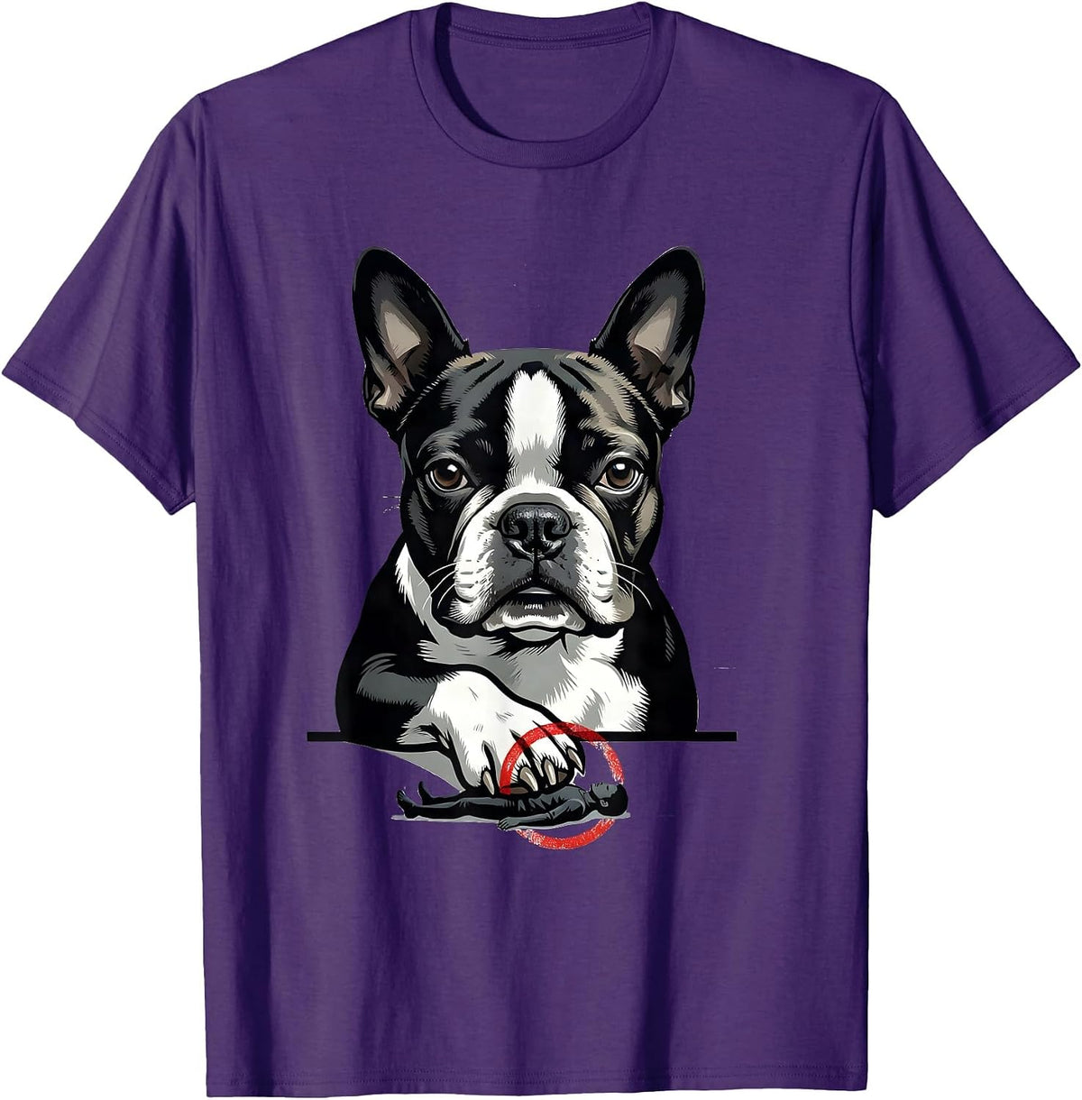 Boston Terrier Oversized Editorial Breed Humor Gift T-Shirt - Purple