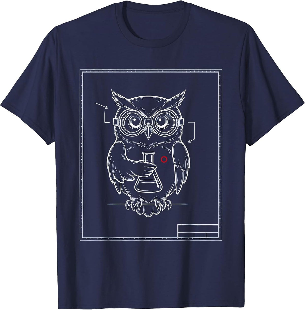 Men's Science Owl Lab Goggles Flask Graphic Tee T-Shirt - Navy Blue