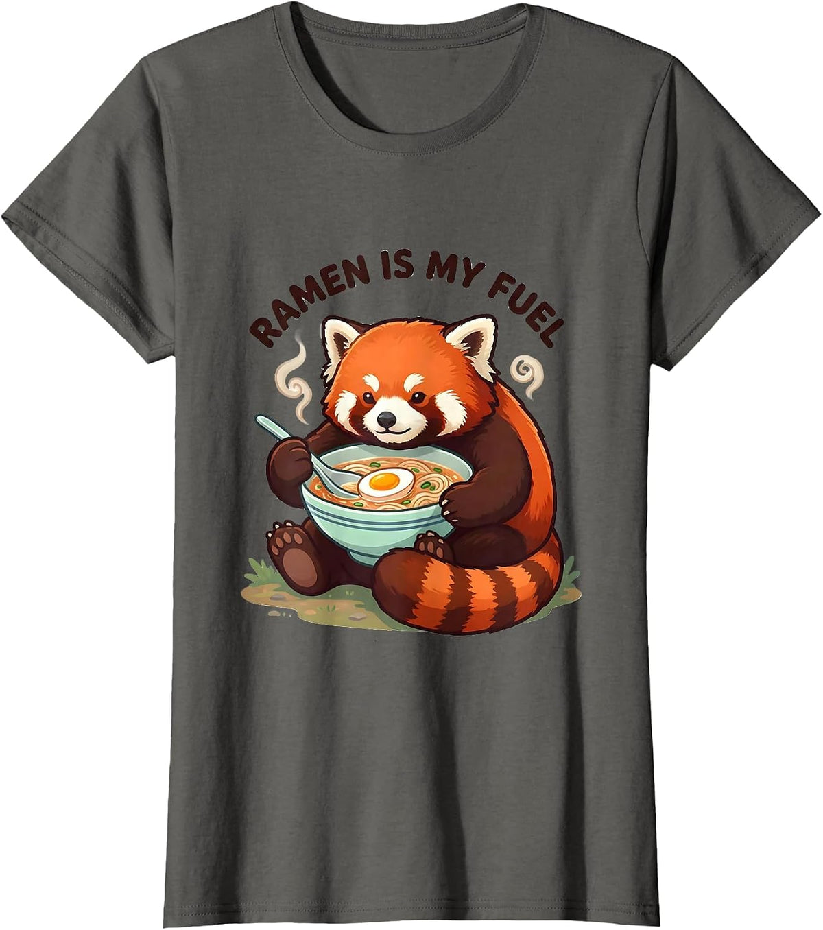 Women's Ramen Is My Fuel Cute Kawaii Panda Anime Food Lover T-Shirt - Asphalt Grey
