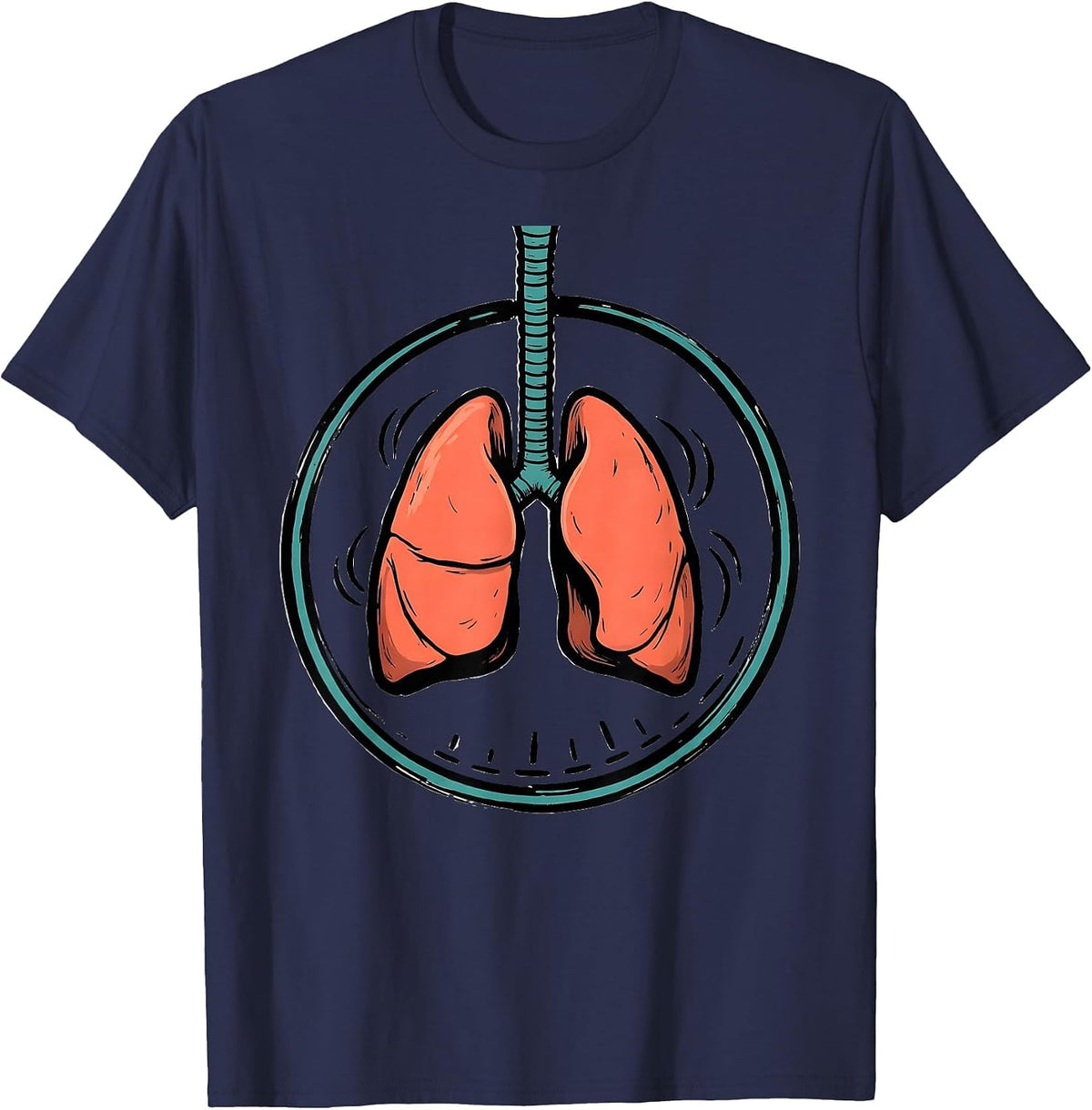 Respiratory Therapist Lung Badge Occupational Pride T-Shirt - Navy Blue