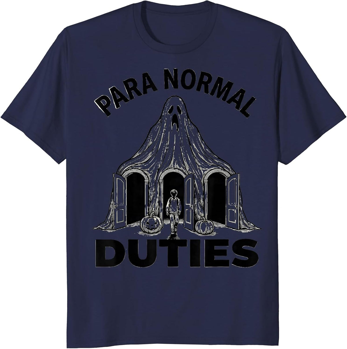 Para Normal Duties Funny Ghost Paraprofessional Halloween T-Shirt - Navy Blue
