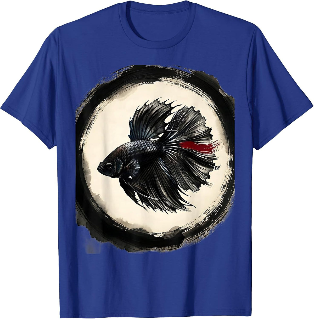 Colorful Betta Fish Flowing Fins Art Design T-Shirt - Royal Blue
