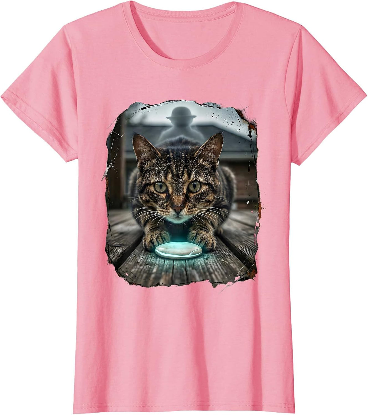 Women's Cat UFO Alien Selfie Funny Cat Gifts For Kids T-Shirt - Pink