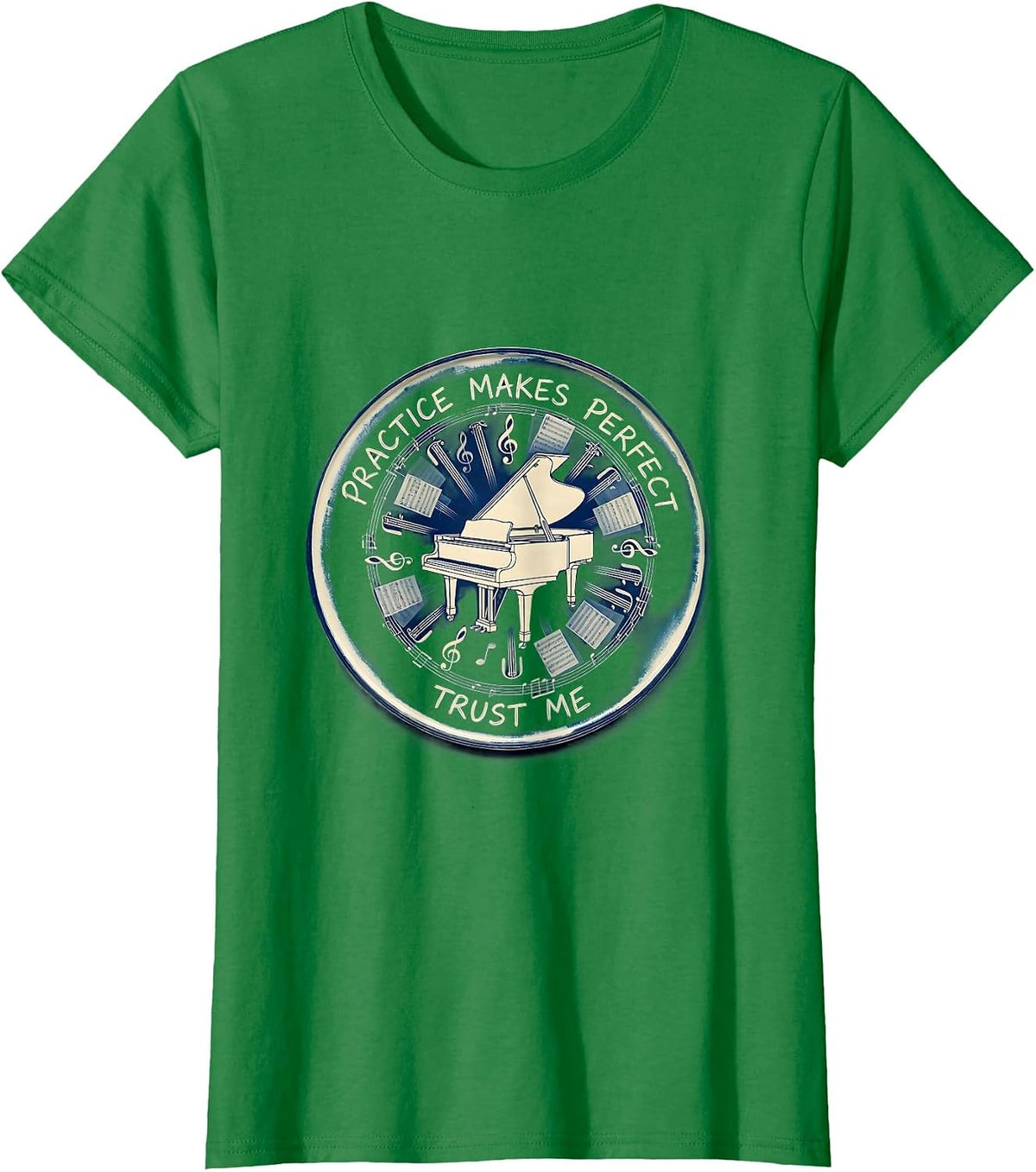 Women's Practice Makes Perfect Music Teacher Design T-Shirt - Kelly Green