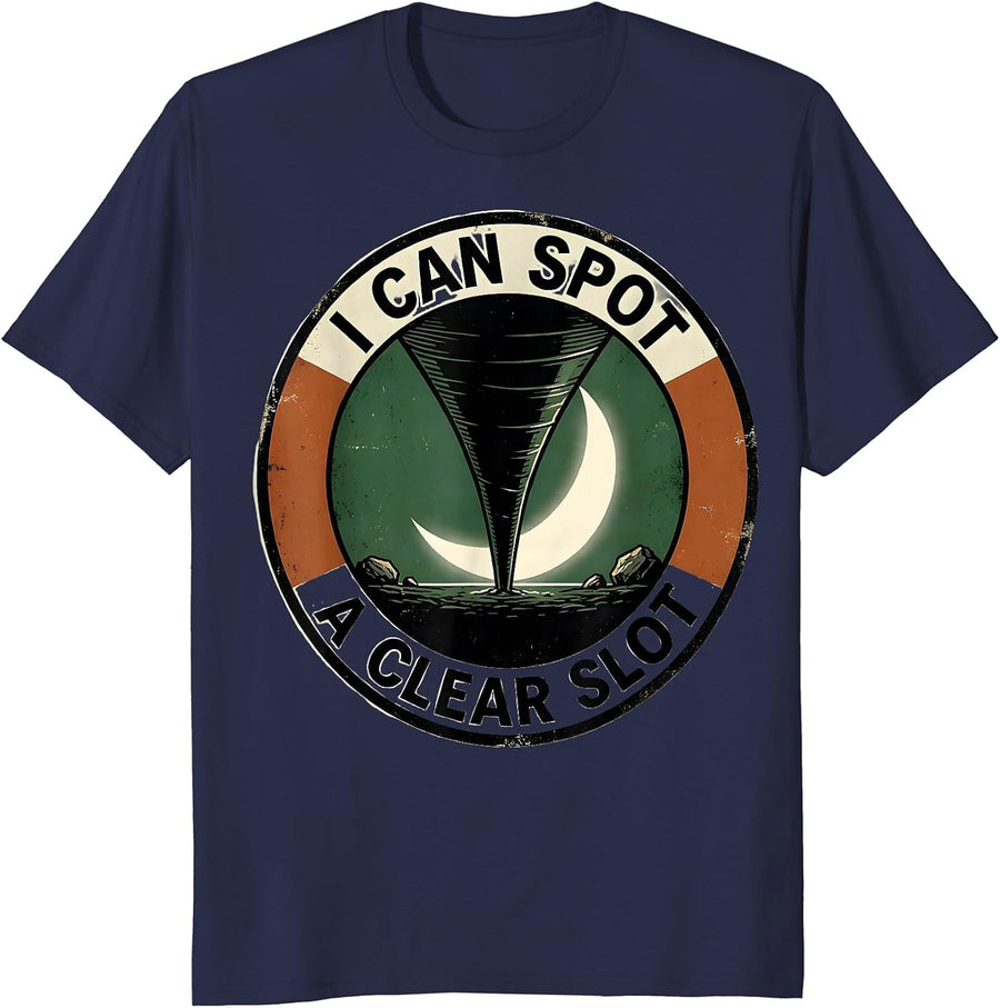 I Can Spot A Clear Slot Vintage Storm Chaser Meteorology T-Shirt - Navy Blue