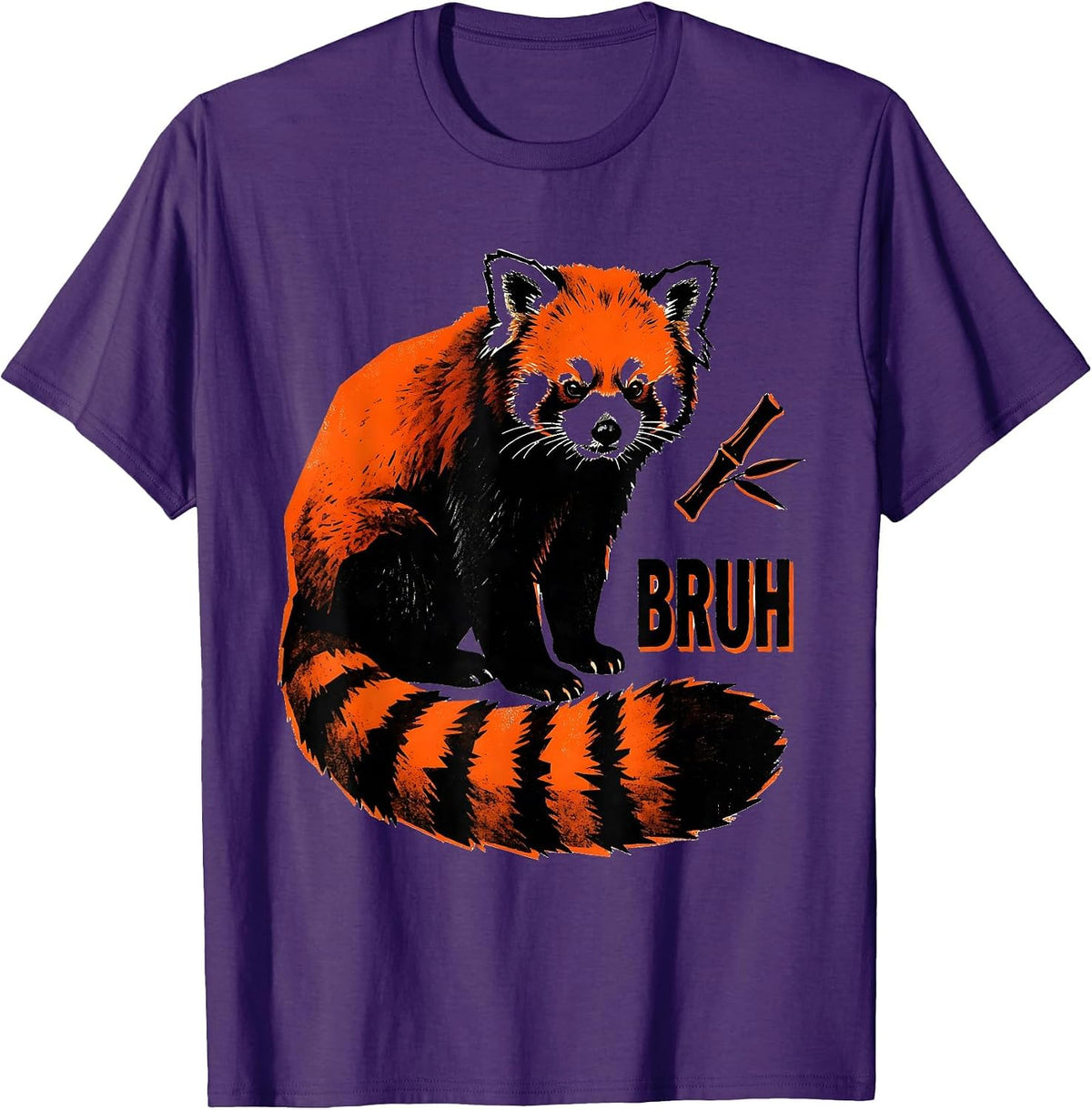 Men's Bruh Oversized Rust-Red Panda Stencil Graphic Novelty Animal T-Shirt - Purple