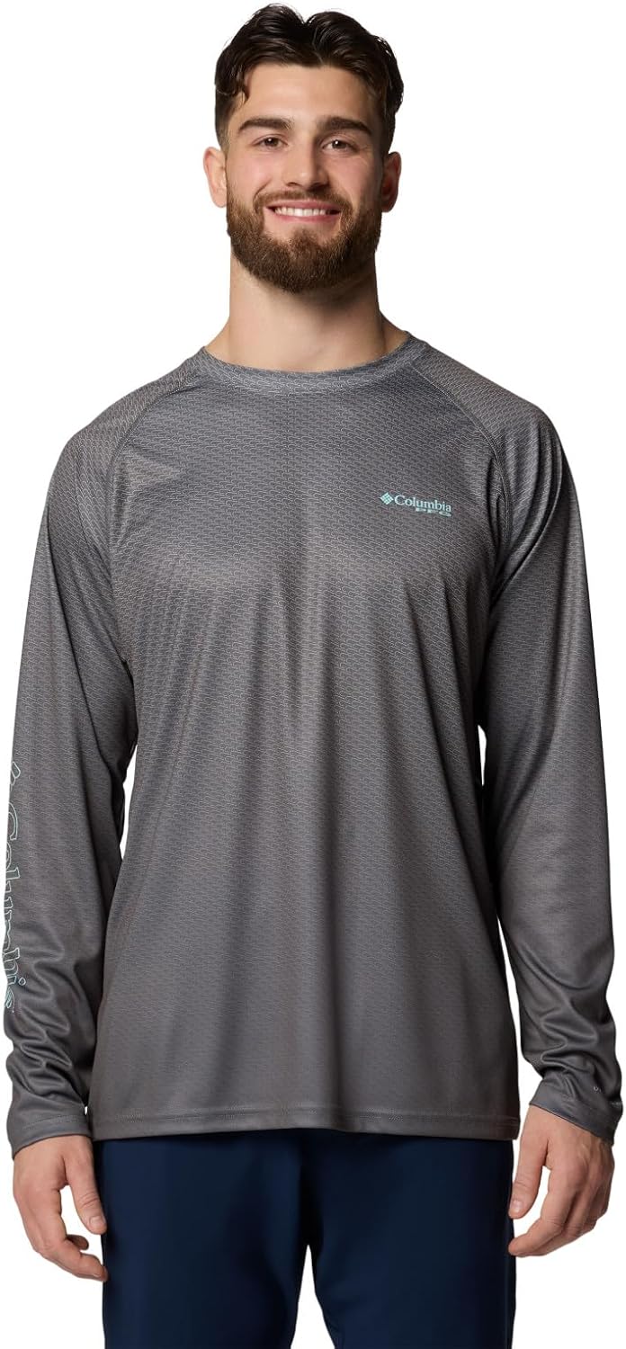 Columbia Men's Super Terminal Tackle PFG Super Fade Long Sleeve - City Grey\/Fish Hooks Super Fade Salt