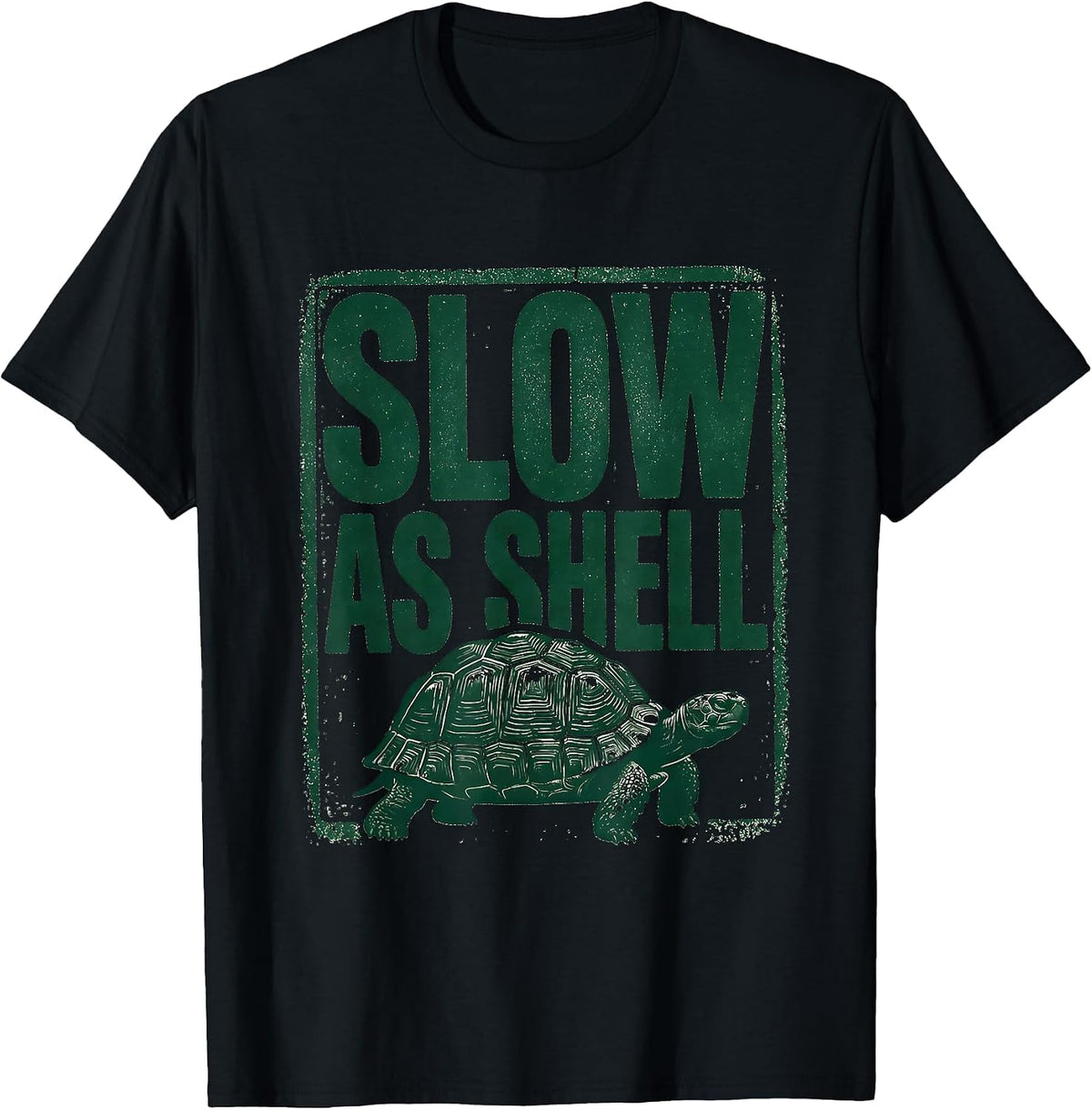 Men's Slow As Shell Rubber Stamp Turtle Lover Funny Tortoise Humor T-Shirt - Black