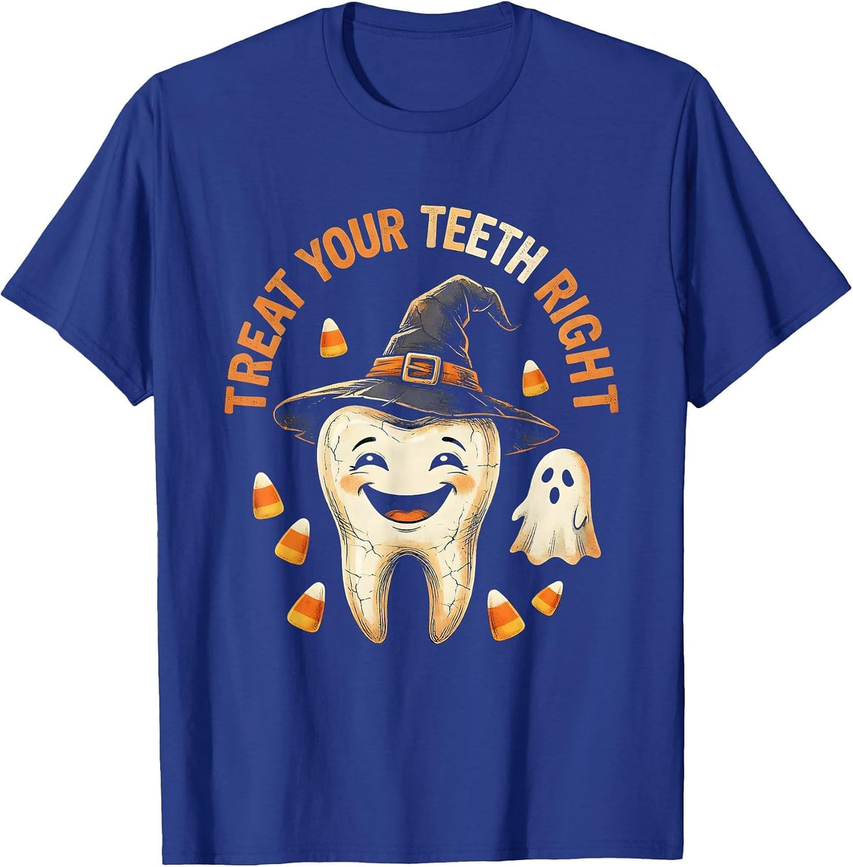 Halloween Dental Treat Your Teeth Right Design T-Shirt - Royal Blue