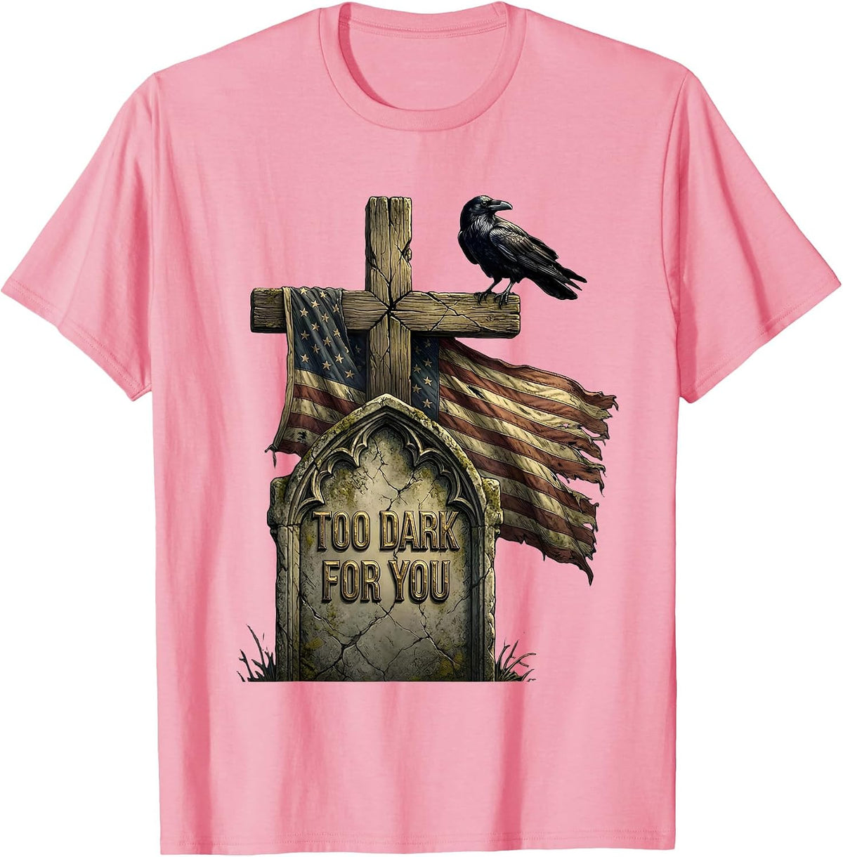 Men's Too Dark For You Goth Dark Aesthetic Design T-Shirt - Pink