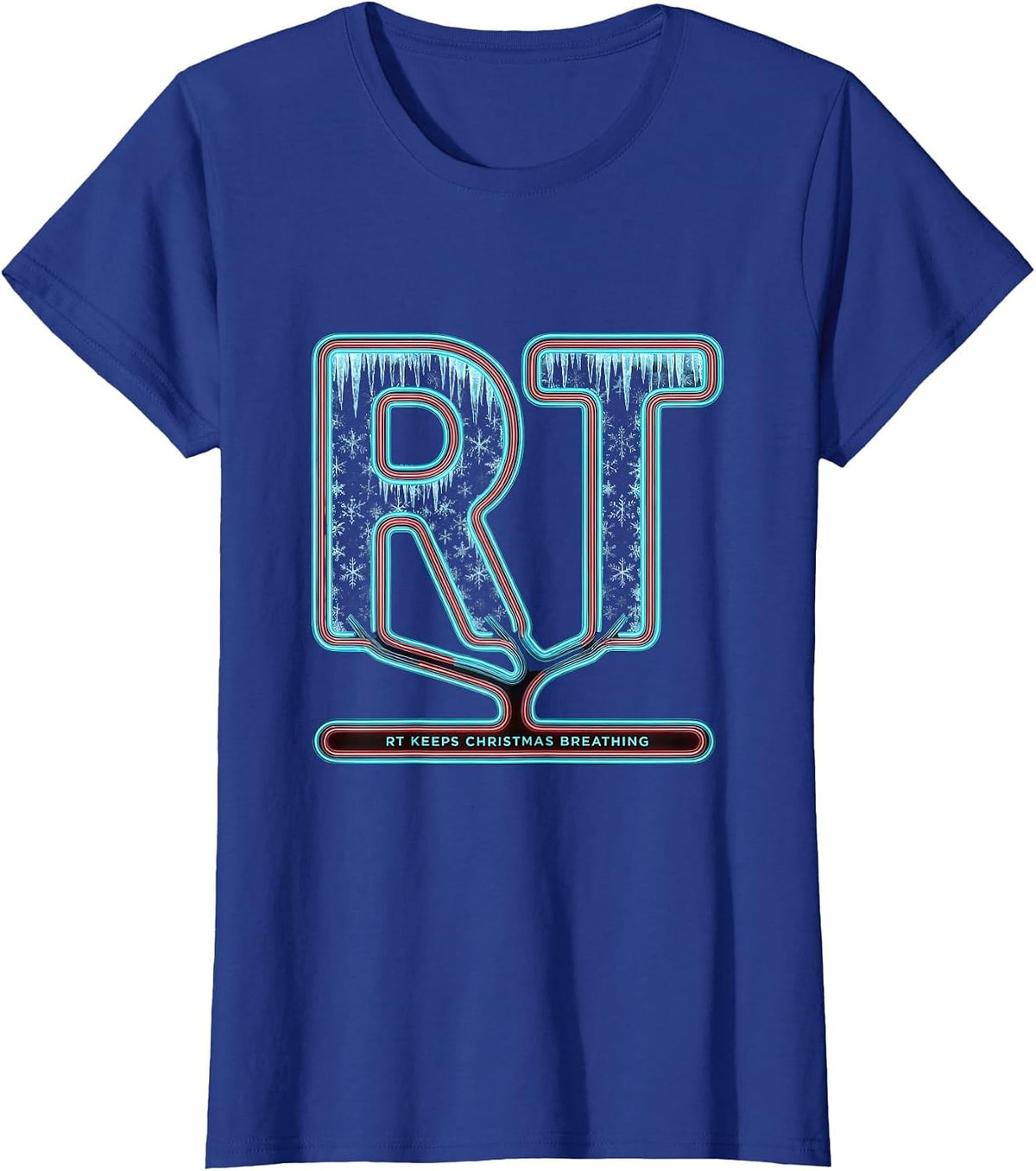 Women's RT Keeps Christmas Breathing Respiratory Therapist Holiday T-Shirt - Royal Blue
