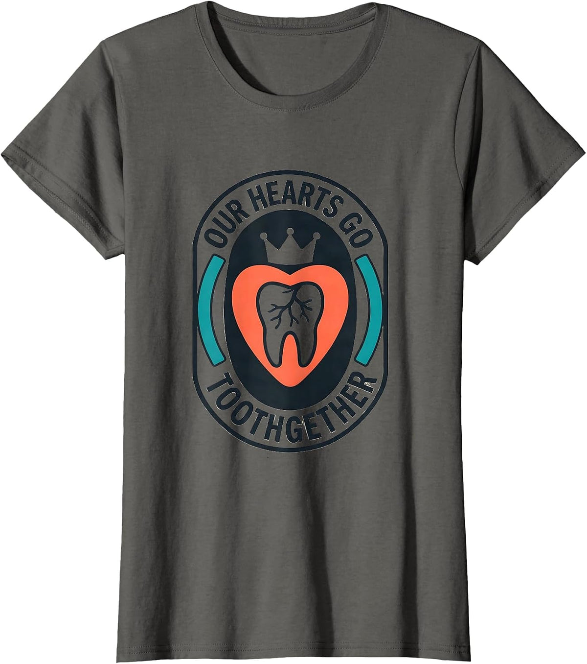Women's Our Hearts Go Toothgether Midcentury Modern Dental T-Shirt - Asphalt Grey