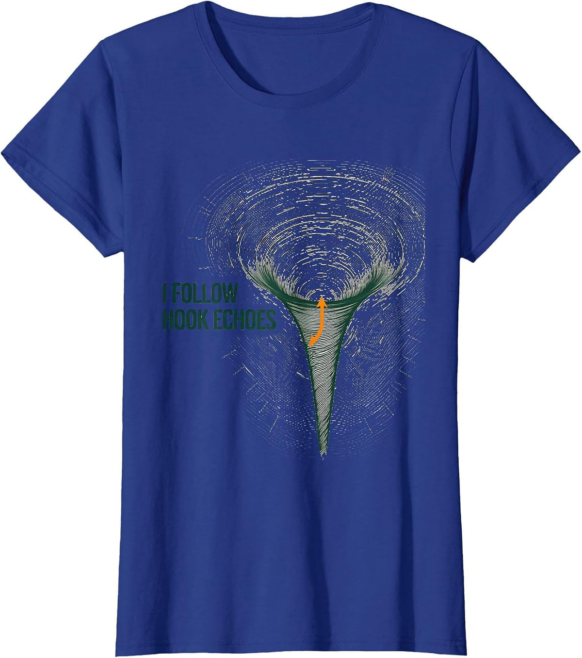Women's I Follow Hook Echoes Topographic Contour Storm Chaser T-Shirt - Royal Blue