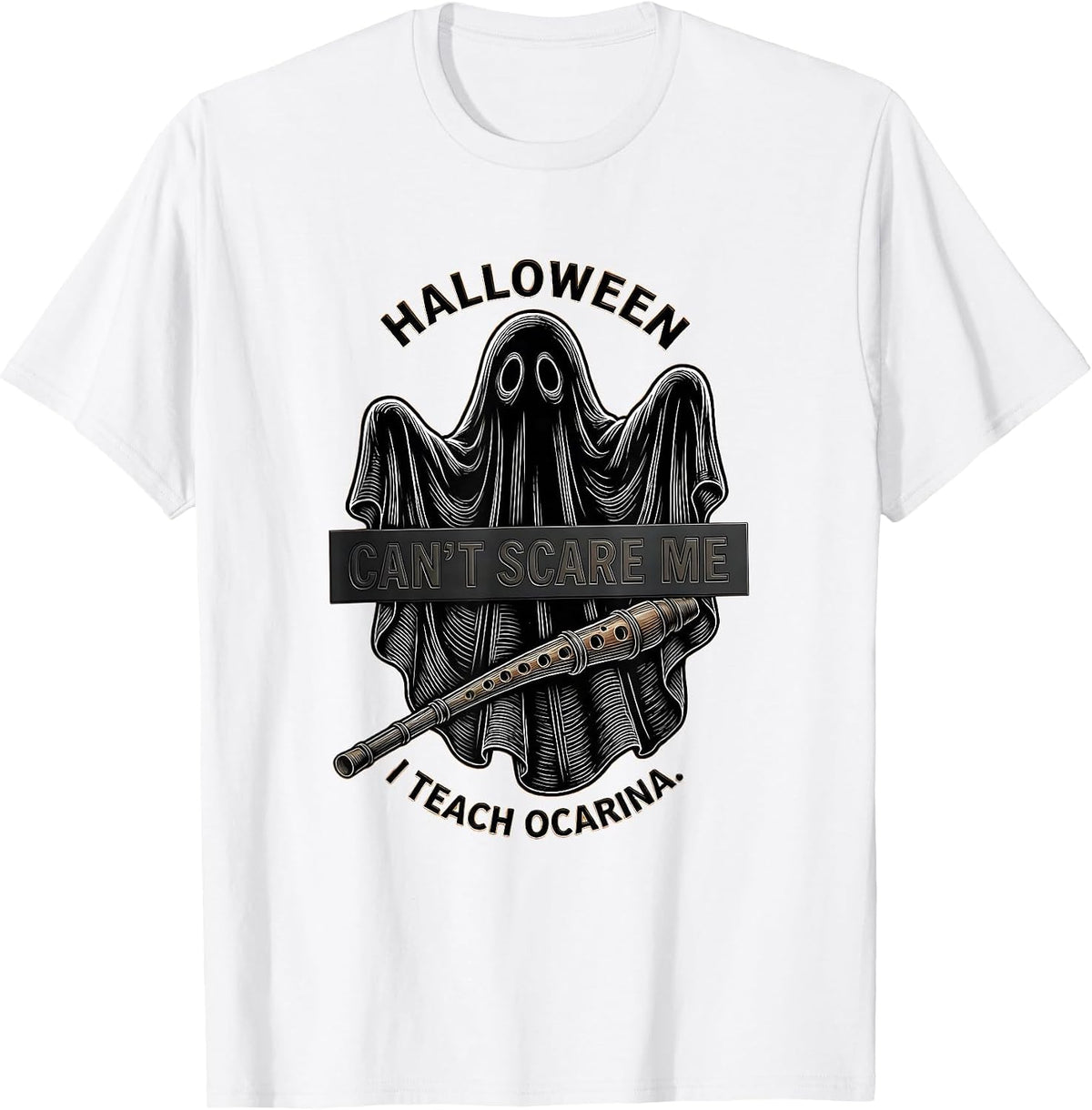 Men's Halloween Can't Scare Me, I Teach Ocarina Music Teacher T-Shirt - White