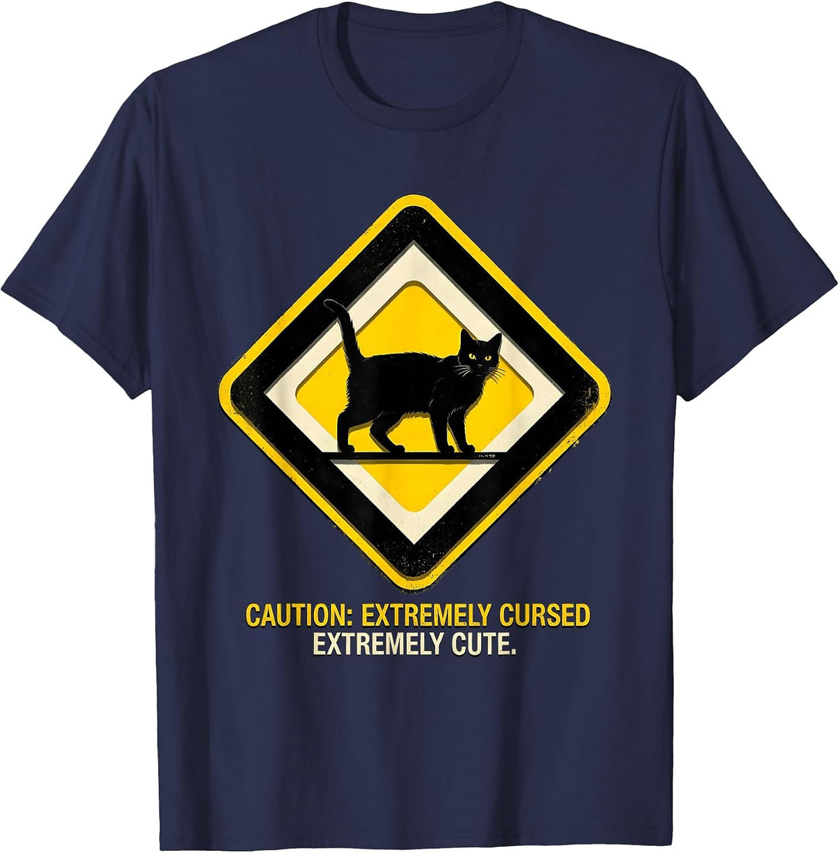 Caution: Extremely Cursed. Extremely Cute Pastel Goth T-Shirt - Navy Blue