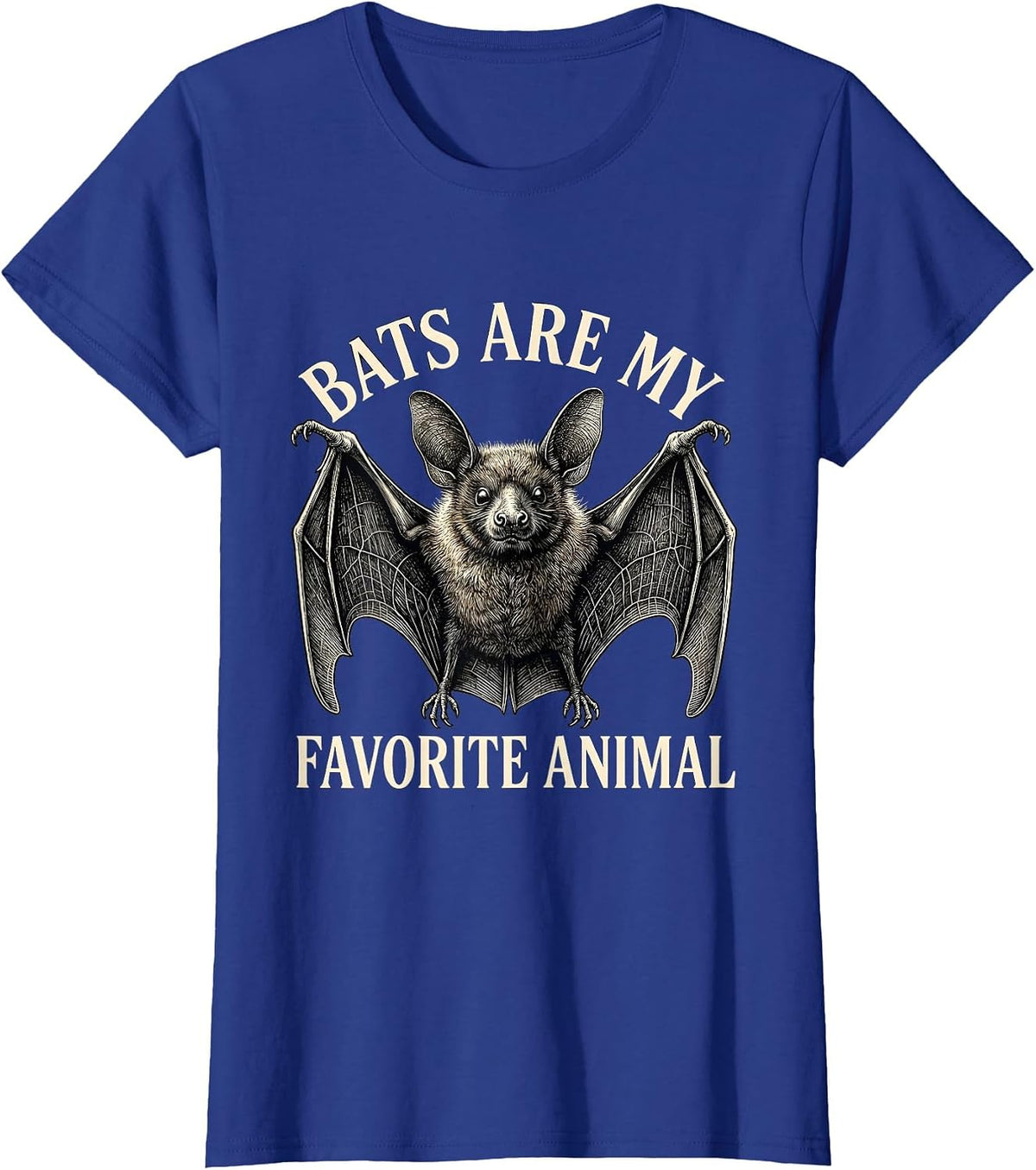 Women's Bats Are My Favorite Animal Botanical Bat Lover Wildlife T-Shirt - Royal Blue